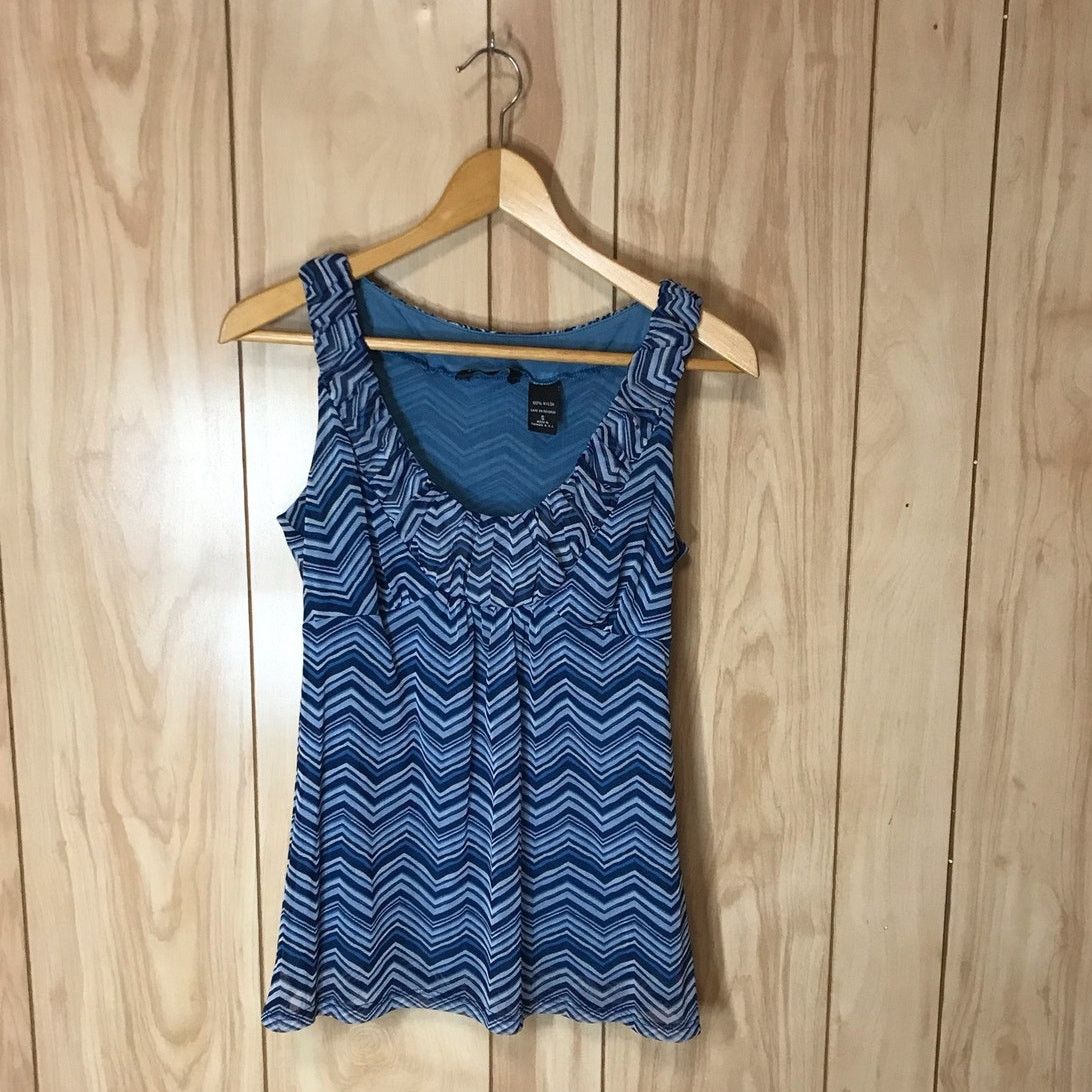 Other New York Company Blue Chevron Scoop Neck Lined Tank Top S Size S / US 4 / IT 40 - 1 Thumbnail