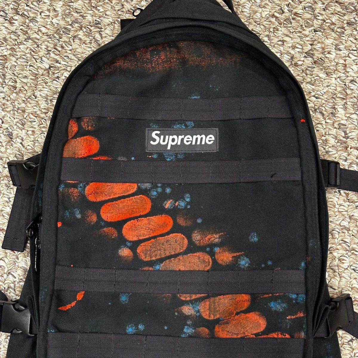 image of Supreme 2004 Rammellzee Hand Painted Backpack 1/1 in Black, Men's