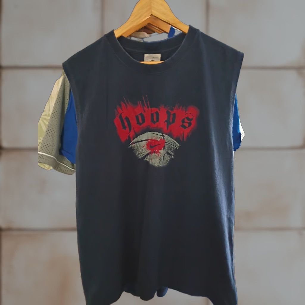 Nike VINTAGE Nike Hoops Tank Top Tee Shirt Mens L Gray Blue 90s Sports Size US L / EU 52-54 / 3 - 1 Thumbnail