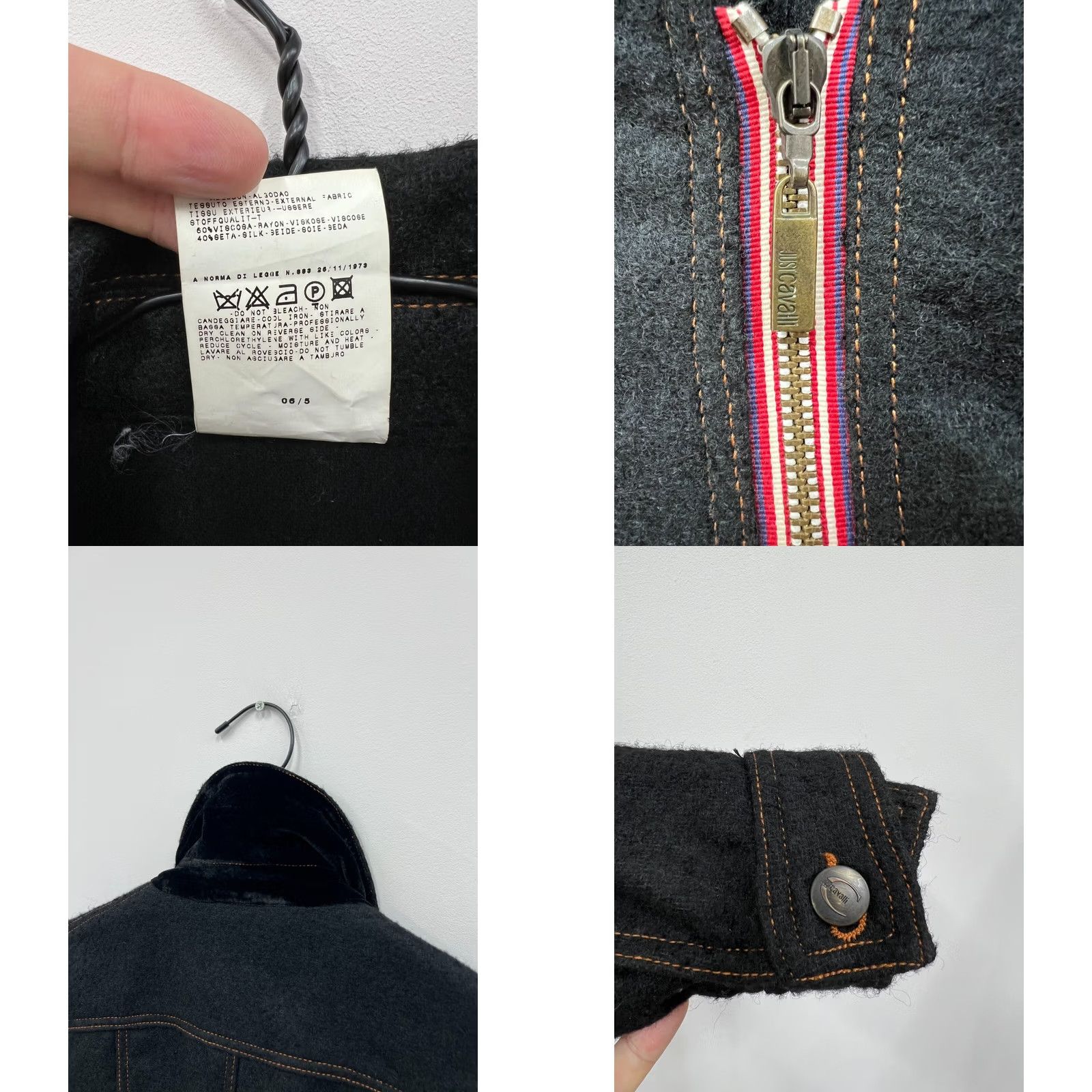 Roberto Cavalli Roberto Cavalli Just Cavalli Wool Biker Jacket Leather Details Women's Size M Black "Jacket" Men/Women? Size M / US 6-8 / IT 42-44 - 8 Thumbnail