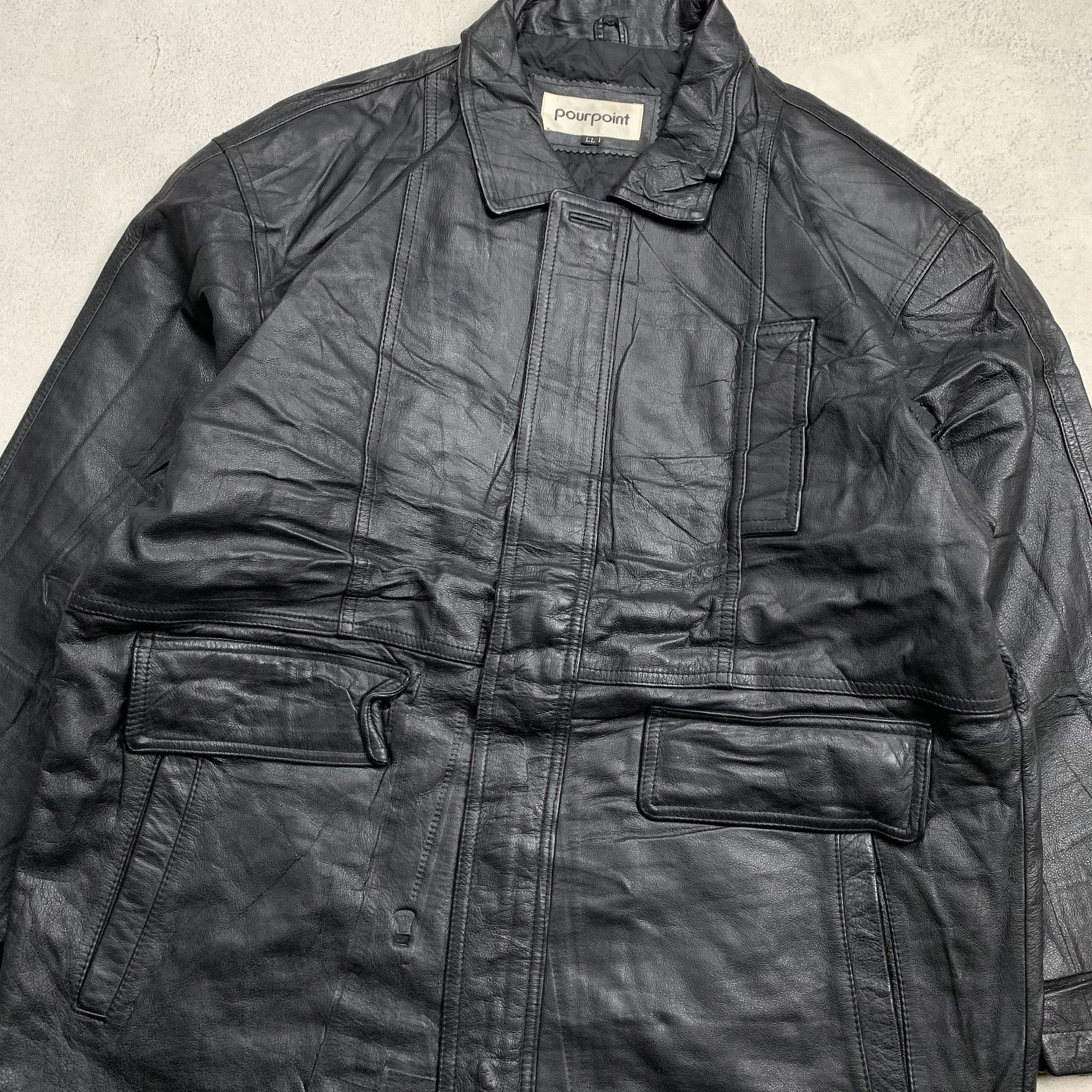 Genuine Leather Vintage Leather Jacket Pourpoint Black Coat Size US L / EU 52-54 / 3 - 2 Thumbnail