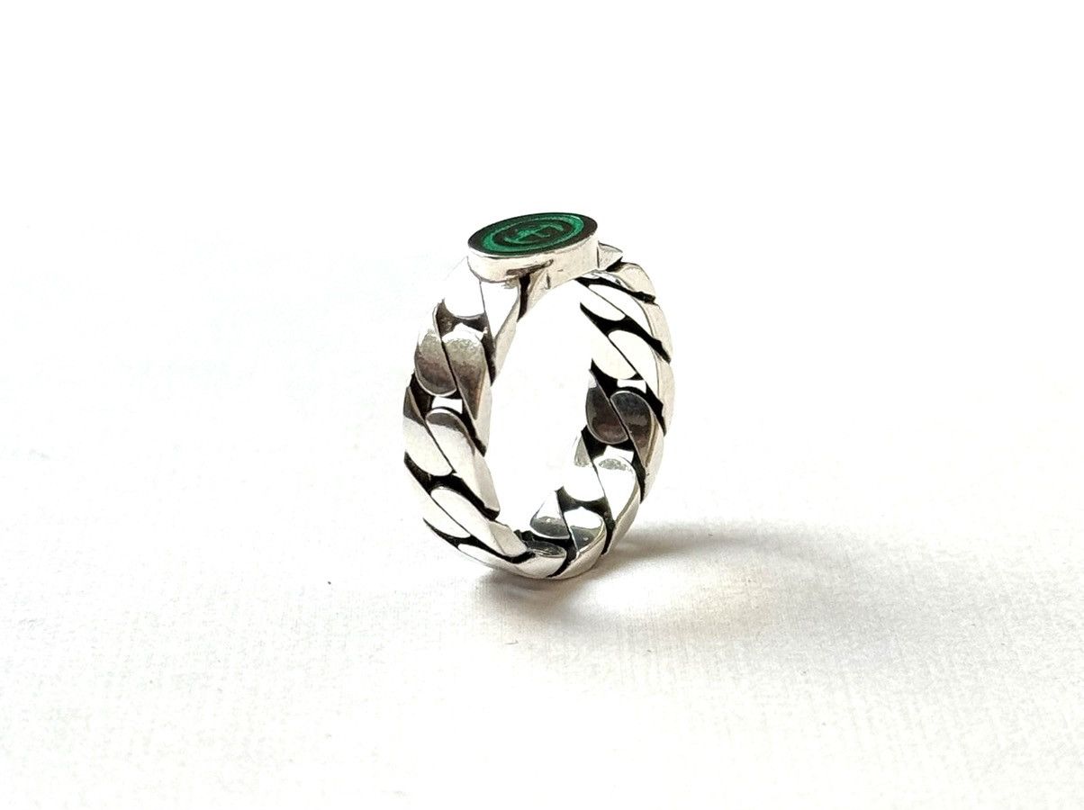 Gucci Gucci .925 Silver Link Ring Green Size ONE SIZE - 3 Thumbnail