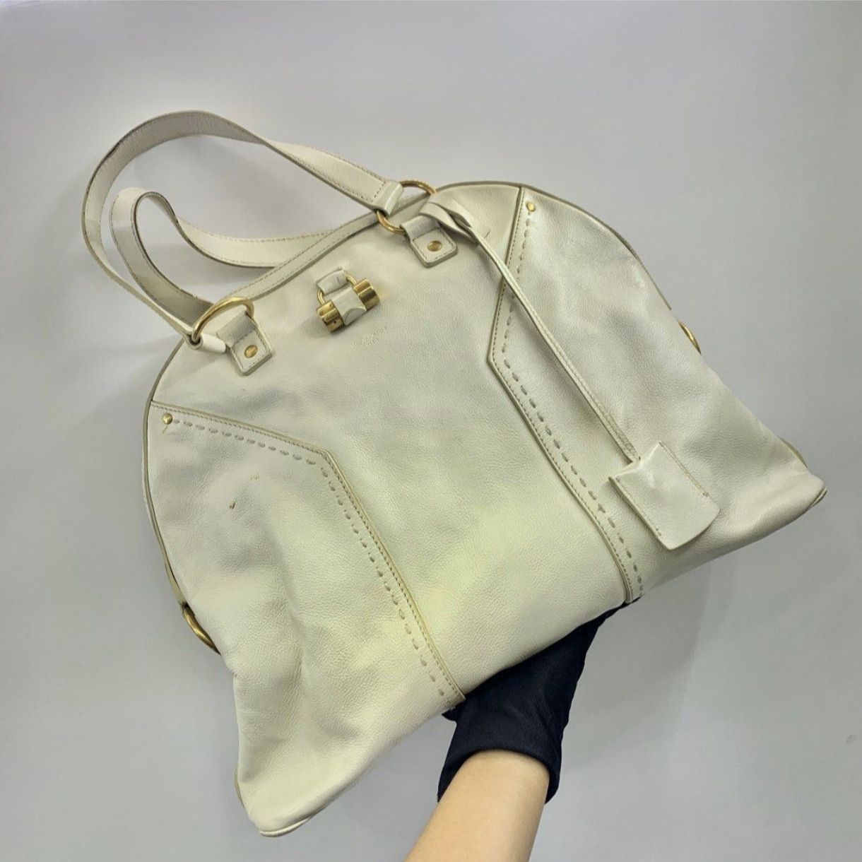 Yves Saint Laurent YSL rive gauche Muse Iconic Bag Large White Leather Size ONE SIZE - 5 Thumbnail