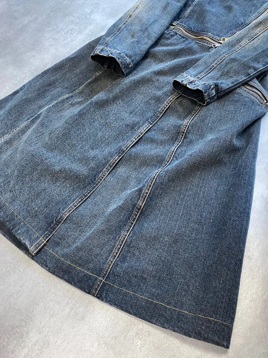 Armani × Designer × Vintage 2000s Armani Blue Multi-Zips Denim Trench Coat Size S / US 4 / IT 40 - 3 Thumbnail
