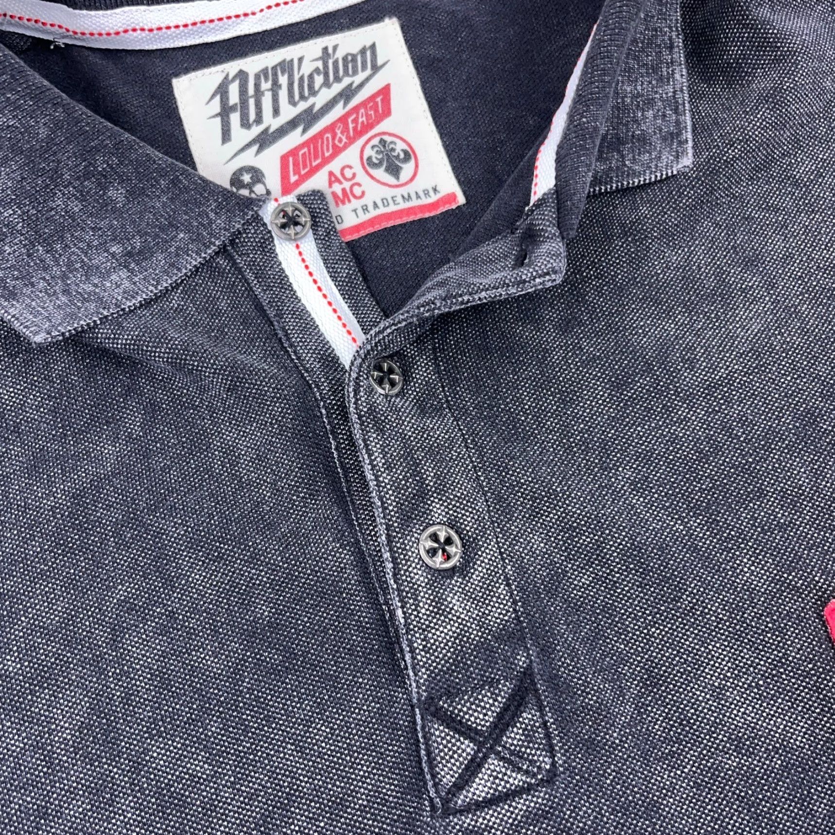 Affliction Affliction Polo Shirt Men XL Black Loud & Fast Racing Patch Faded Retro Adult Size US XL / EU 56 / 4 - 6 Thumbnail