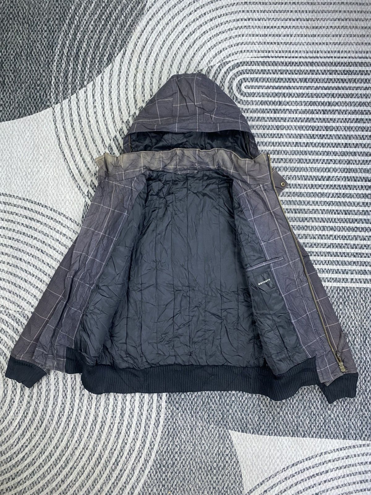 Boycott Vintage Boycott Grey Plaid Fullzip Hooded Jacket Size US M / EU 48-50 / 2 - 6 Thumbnail