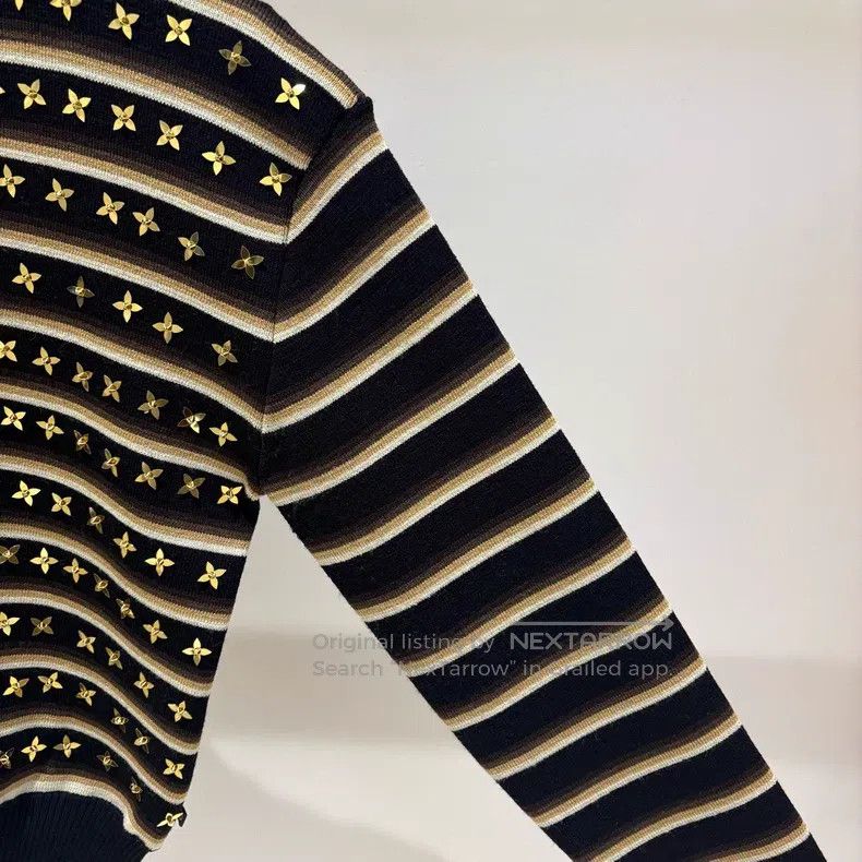 Louis Vuitton Louis Vuitton Black and Brown Striped Star Sweater Size S / US 4 / IT 40 - 4 Thumbnail