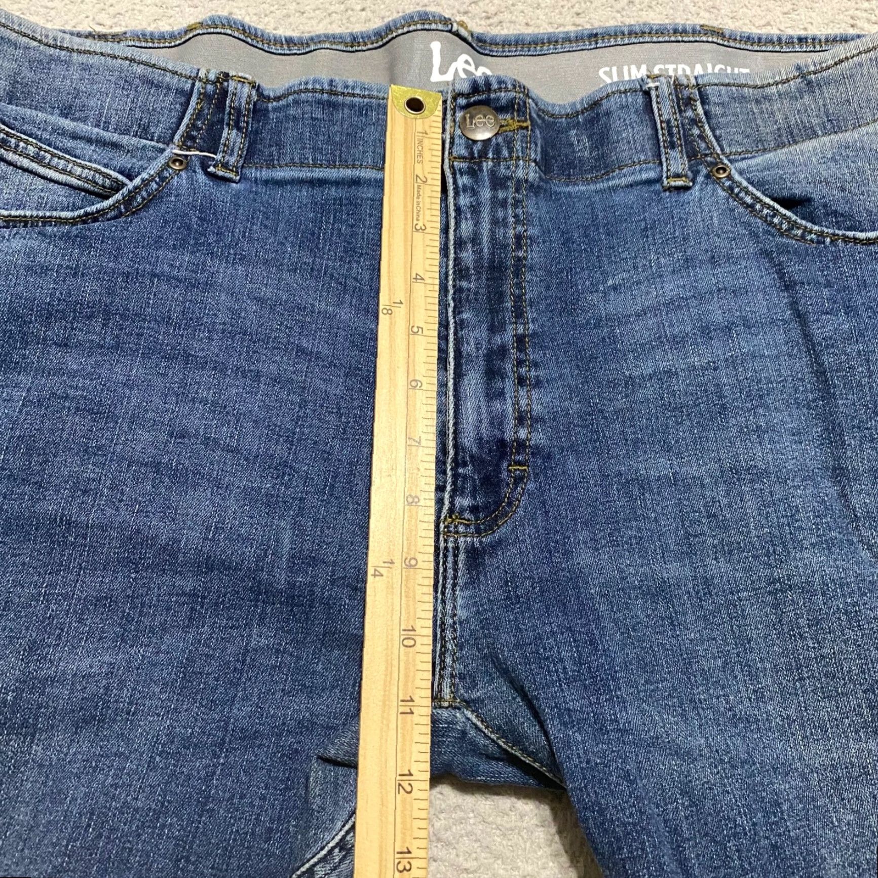 Lee Lee Jeans Slim Straight Jeans Mens 40 Blue Denim Medium Wash 5-Pocket Design Slim Fit Mid Rise Flex Waist 40x?? Inseam 27?" Size US 40 / EU 56 - 7 Thumbnail