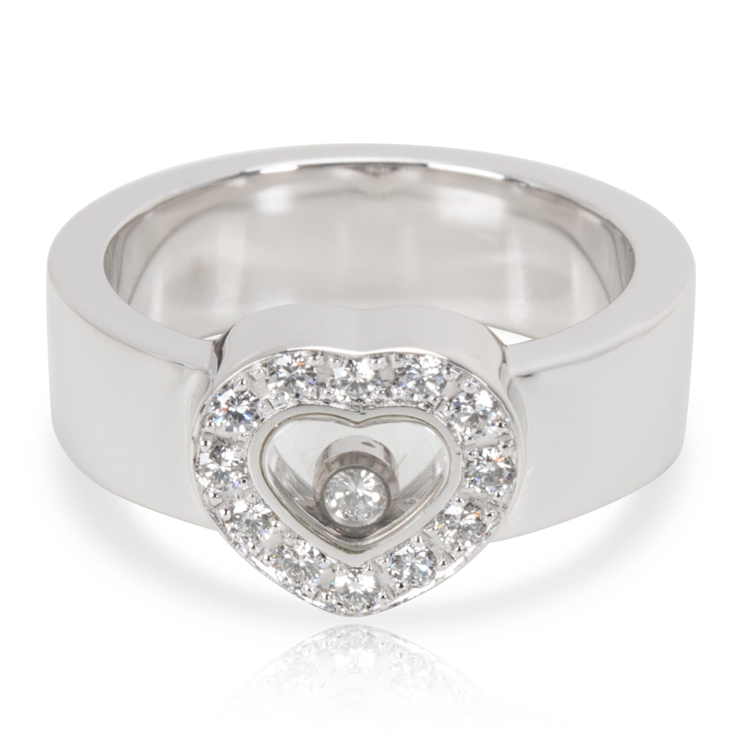 image of Chopard Happy Hearts Diamond Ring In 18K White Gold 0.29 Ctw, Women's