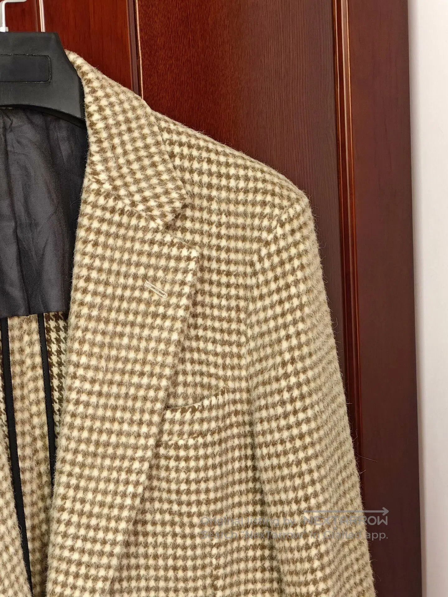 Other Beige Houndstooth Wool Blend Suit Jacket. Size US M / EU 48-50 / 2 - 2 Thumbnail