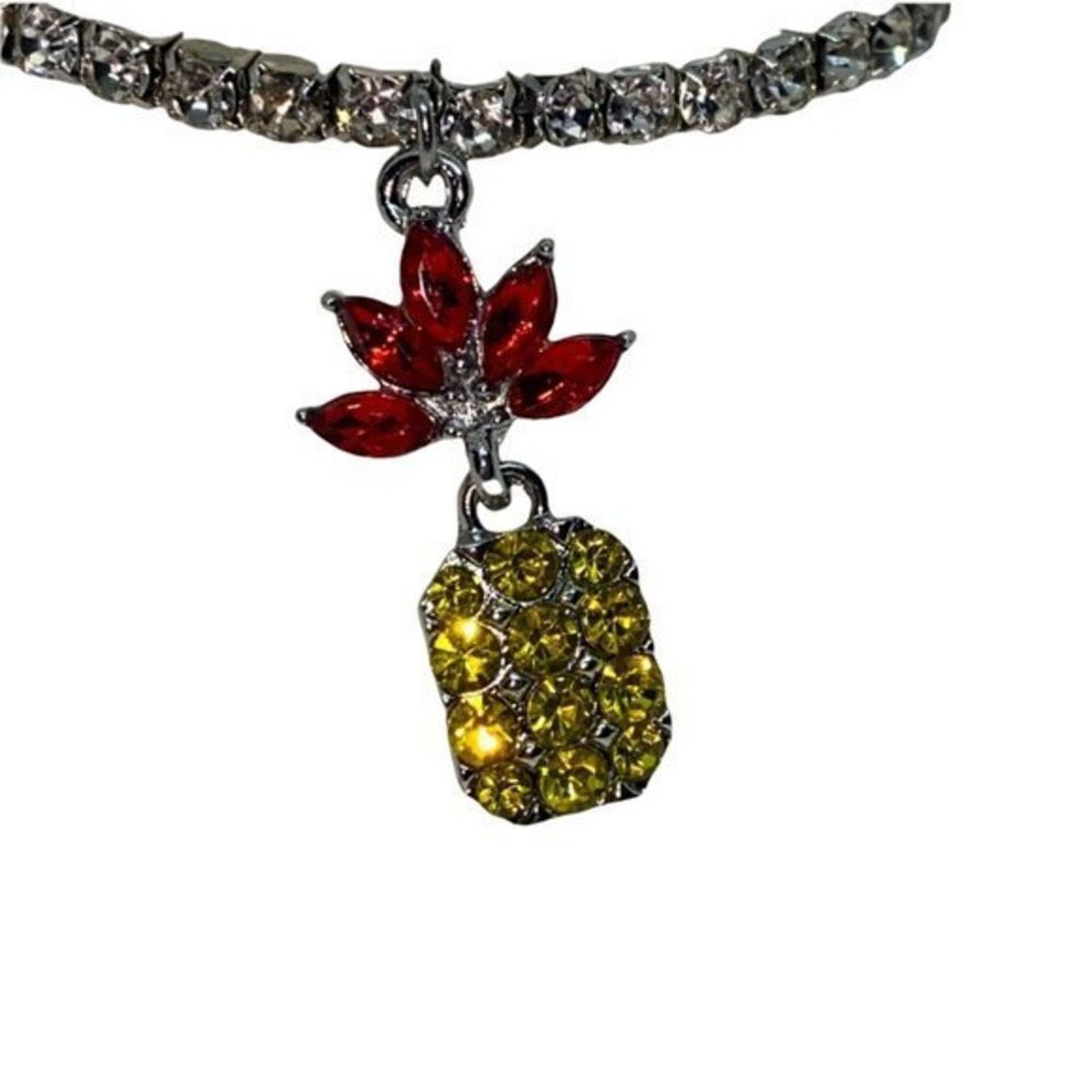 Other NWT Silver-Tone Red Yellow Pineapple Stretch Bracelet Size ONE SIZE - 5 Thumbnail
