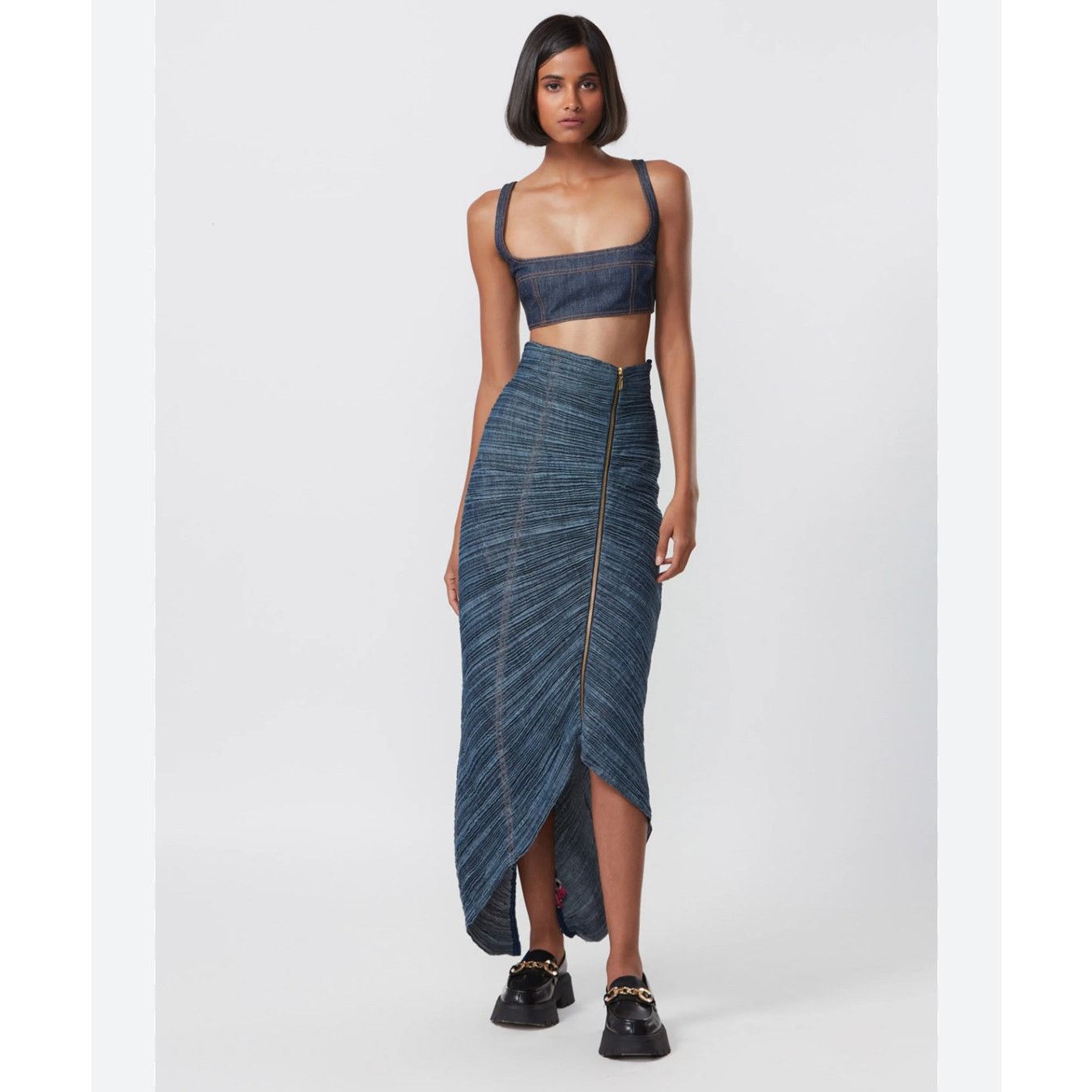 Other Saaksha & Kinni Square Cut Denim Bustier With Skirt S modern Size 26" / US 2 / IT 38 - 1 Thumbnail