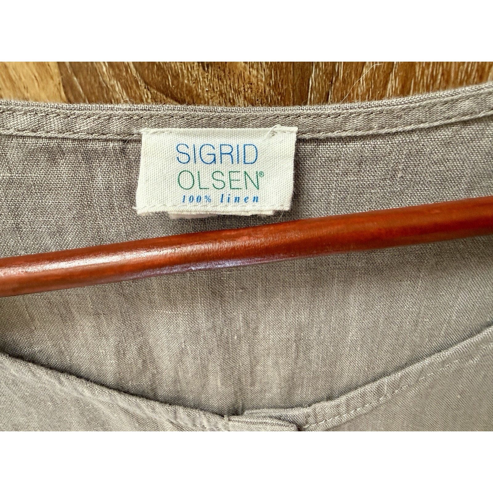Other Sigrid Olsen 100% Linen Blouse Medium Tan Pintuck Peasant Size M / US 6-8 / IT 42-44 - 8 Thumbnail