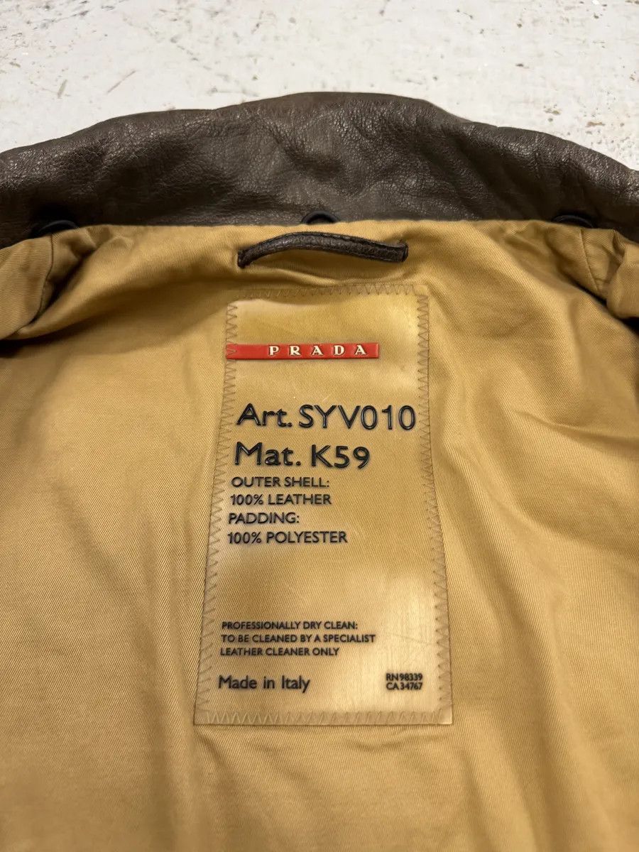 Prada 2000s Prada Brown Avant-Garde Biker Leather Jacket Size US M / EU 48-50 / 2 - 13 Thumbnail
