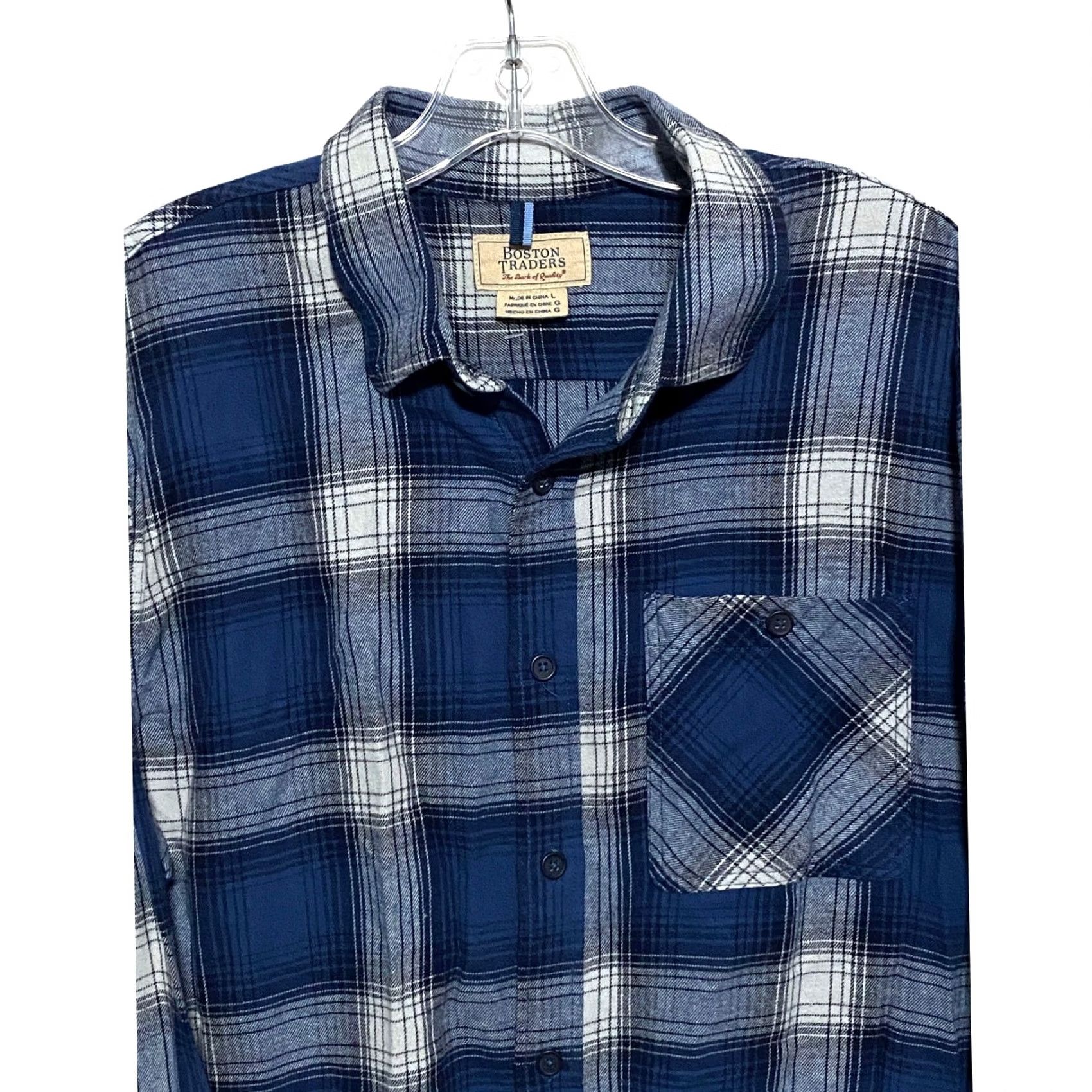Vintage Boston Traders Flannel Plaid Button Down Shirt Mens L Classic Grunge Y2K Skater Size US L / EU 52-54 / 3 - 2 Thumbnail