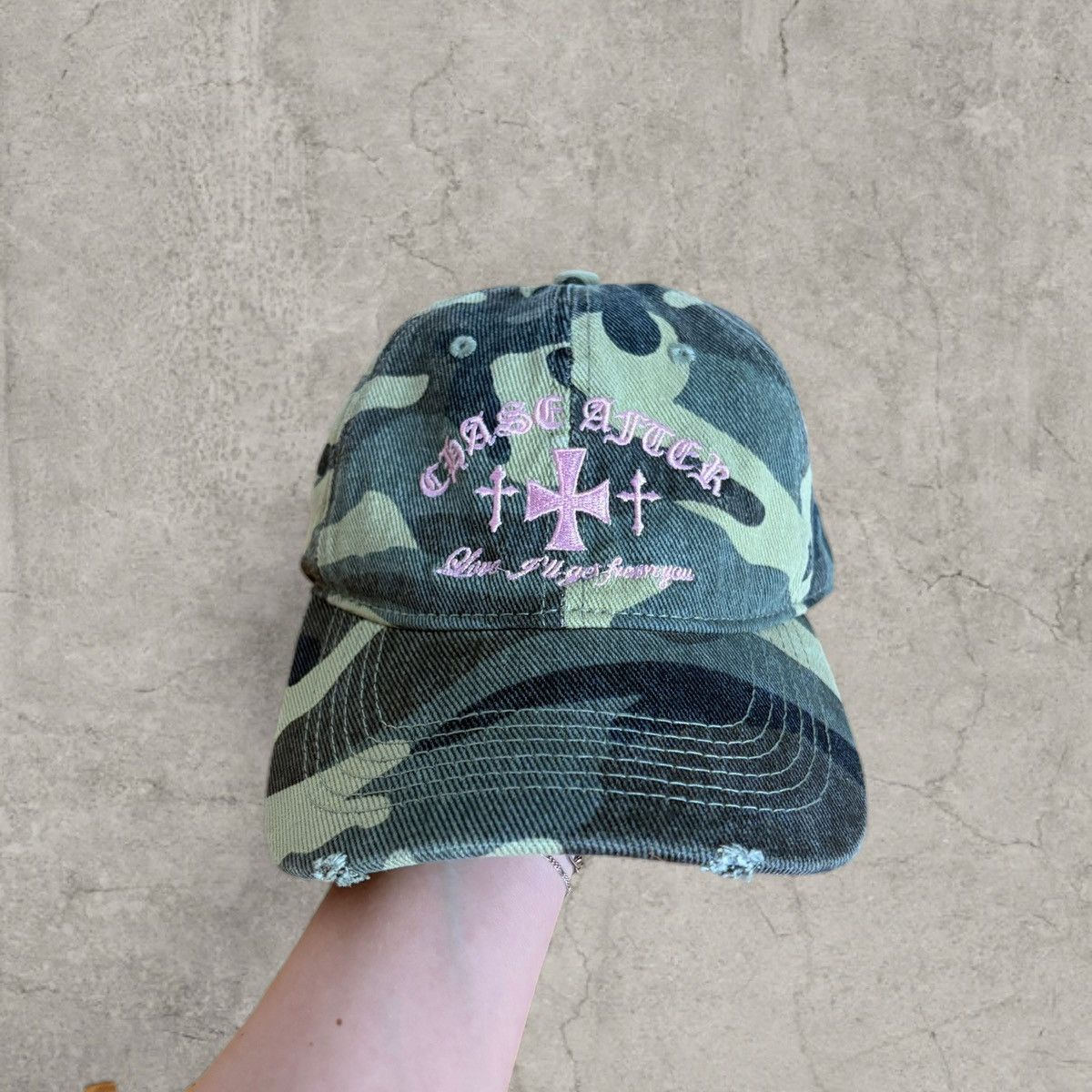 Japanese Brand Cool vintage style cap, camo in khaki green. One size Size ONE SIZE - 4 Thumbnail