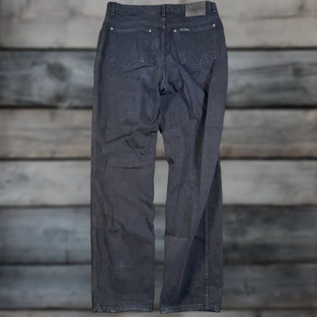 Harley Davidson VINTAGE Harley-Davidson Jeans Men 32 x 31 Black Denim 5-Pocket Traditional Fit Civilian Shotgun Zip Fly Regular Inseam 31 90s Biker Grunge Retro Size US 32 / EU 48 - 1 Thumbnail