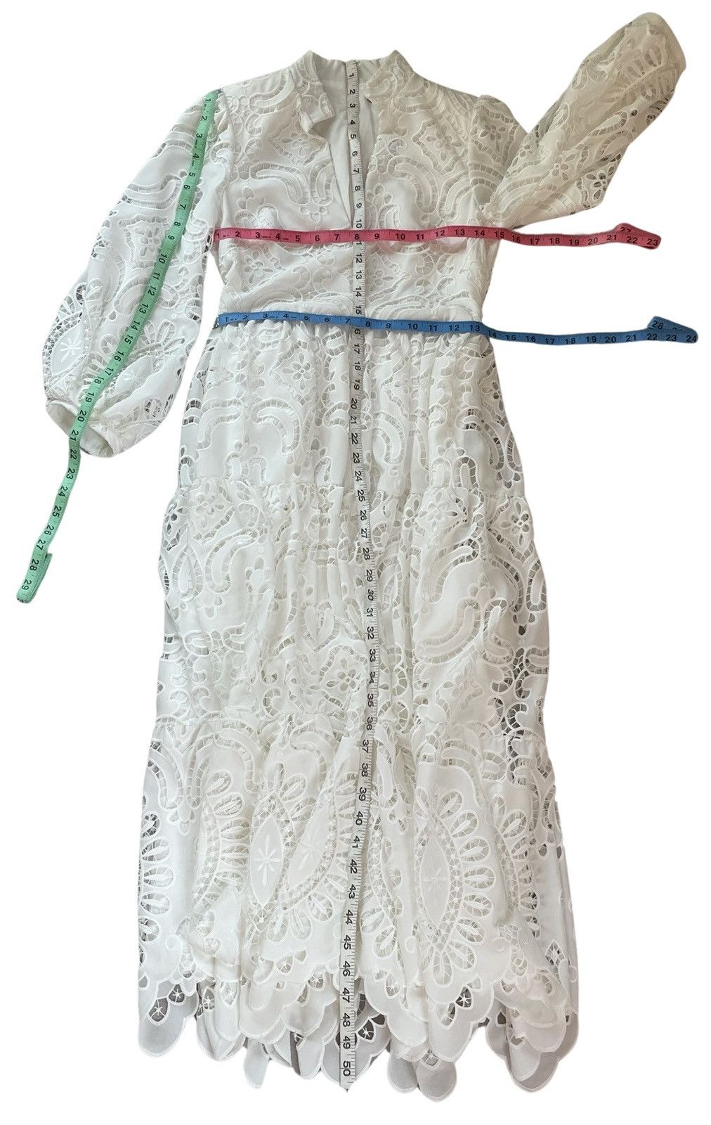 Badgley Mischka Broderie Anglaise Midi Dress Size XS / US 0-2 / IT 36-38 - 9 Thumbnail