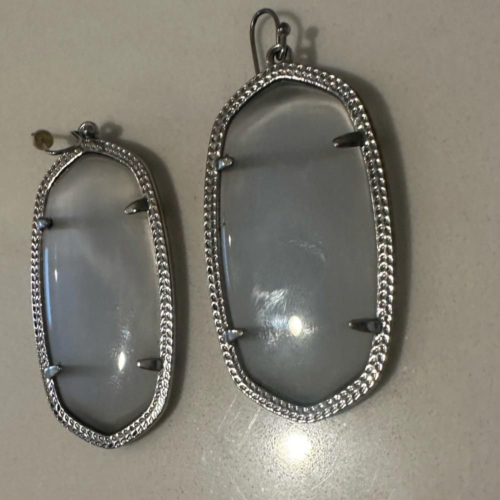 Designer Kendra Scott Danielle Slate Cat's Eye Silver Drop Earrings Size ONE SIZE - 5 Thumbnail