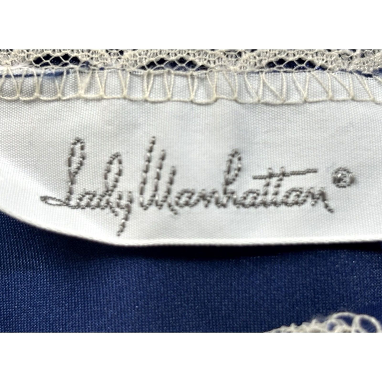 Vintage VINTAGE Lady Manhattan Satin Slip Nightgown L Blue Womens 90s Nightie Satin Nightgown USA Made Lingerie Size ONE SIZE - 6 Thumbnail