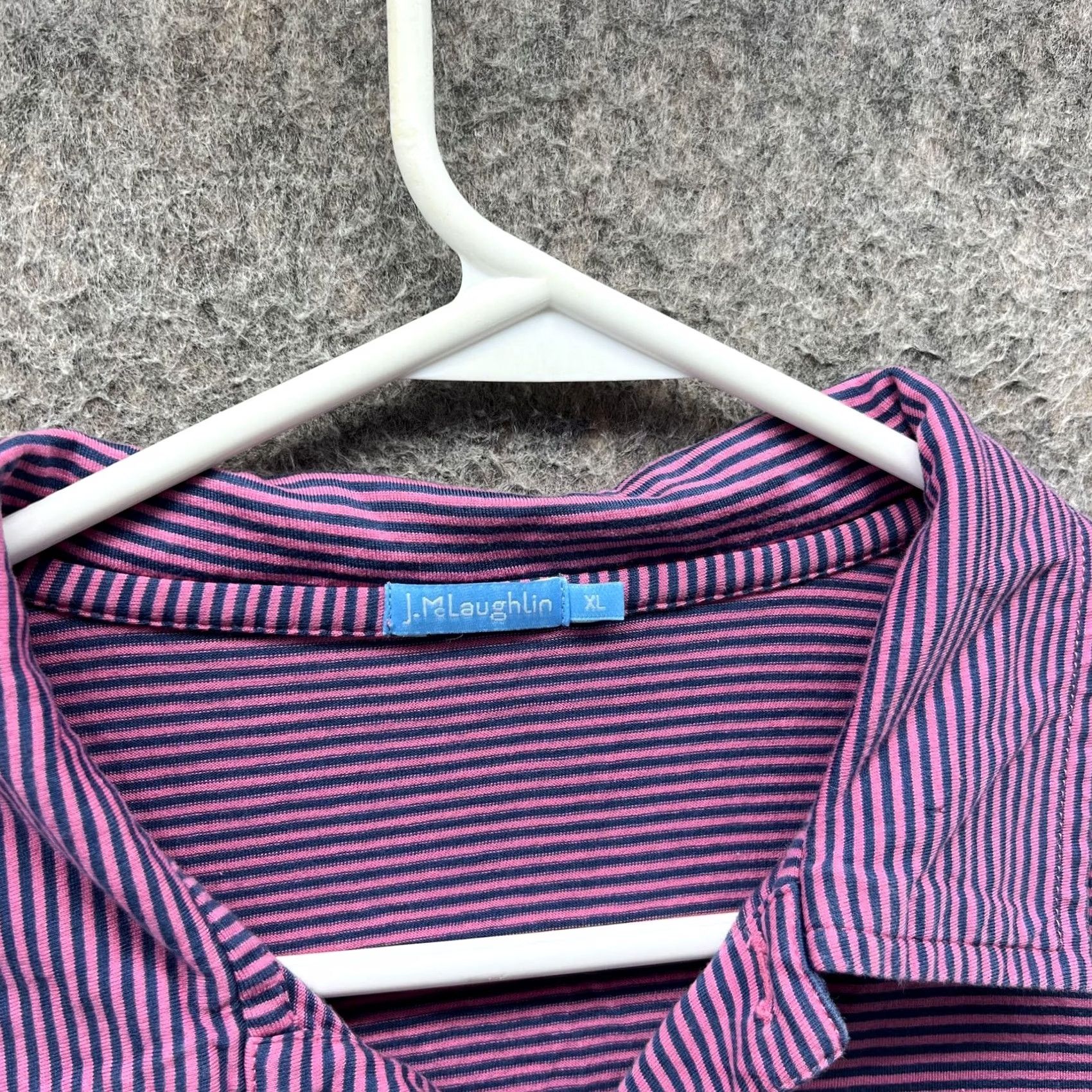 J.McLaughlin J. McLaughlin Polo Shirt Mens XL Purple Navy Stripe Pocket Polo Knit Casual Size US XL / EU 56 / 4 - 7 Thumbnail