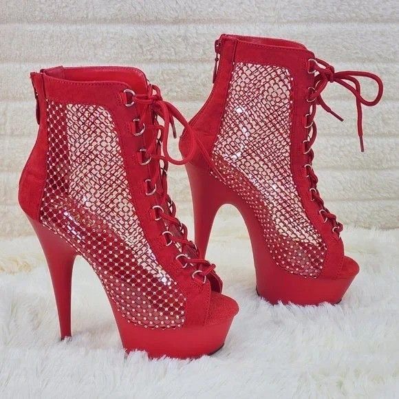 Other PLEASER Delight 33 6" High Heel Rhinestone Mesh Platform S Size US 6 / IT 36 - 3 Thumbnail