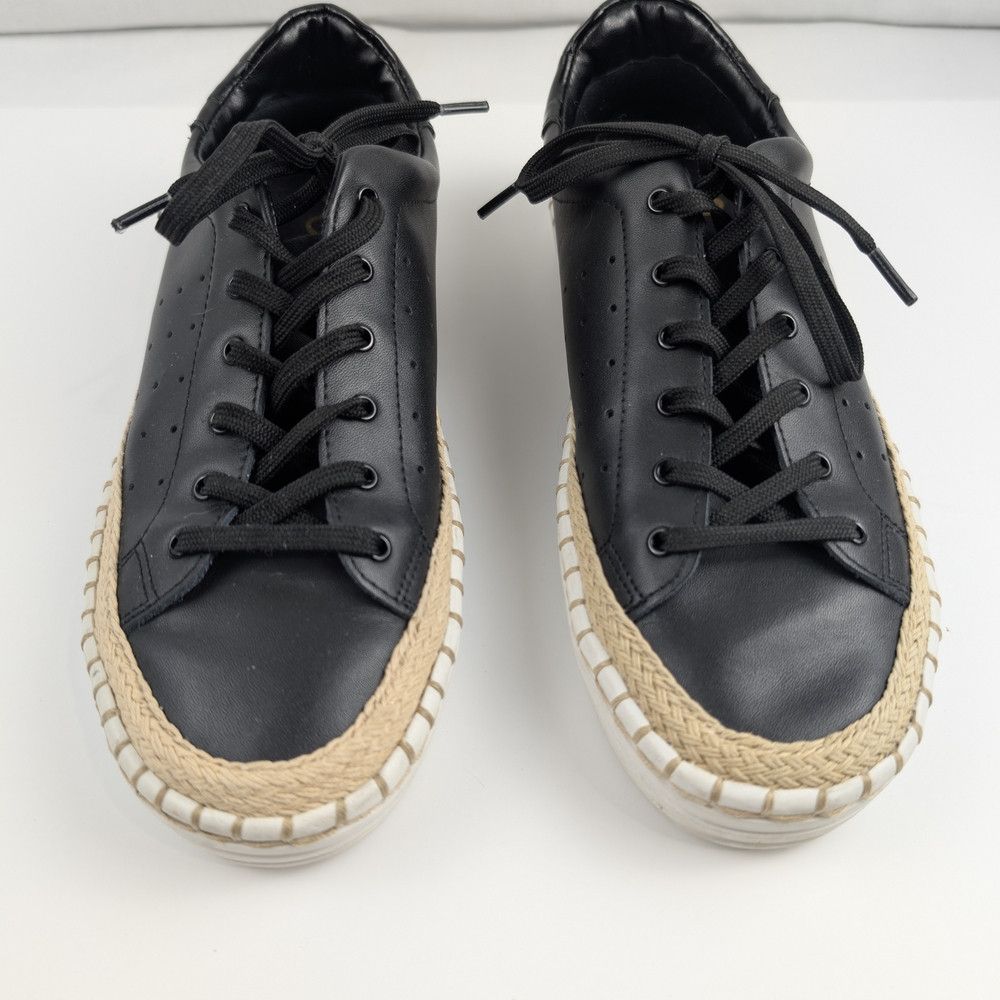 Sam Edelman Sam Edelman Black Faux Leather Espadrille Platform Sneakers Size US 8 / IT 38 - 1 Thumbnail