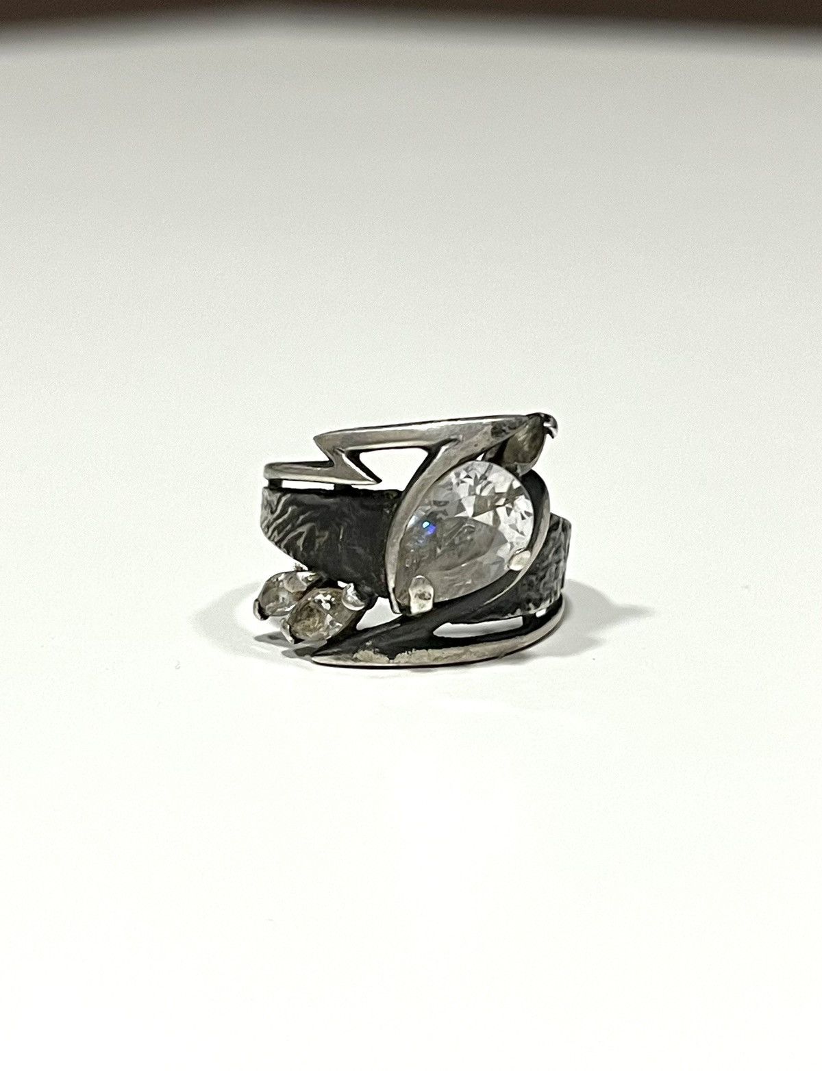 Vintage ★0% TAX★ Y2K 7US 925 STERLING SILVER FIANIT RING CHROME Size ONE SIZE - 4 Thumbnail