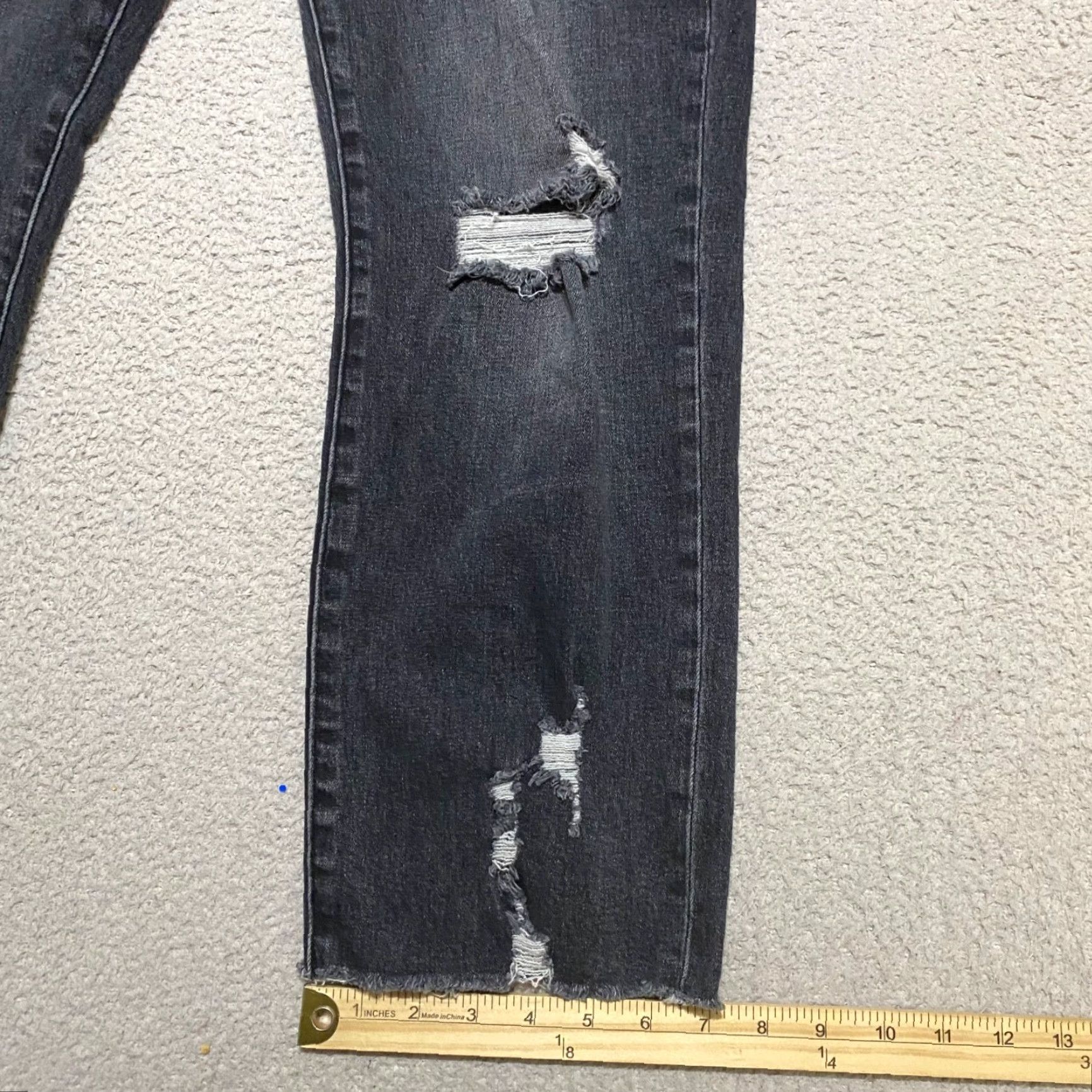 Vintage Kancan Womens Jeans sz 31 Gray Denim Mid Rise Straight Distressed Raw Hem Crop Size 24" / US 00 / IT 34 - 5 Thumbnail