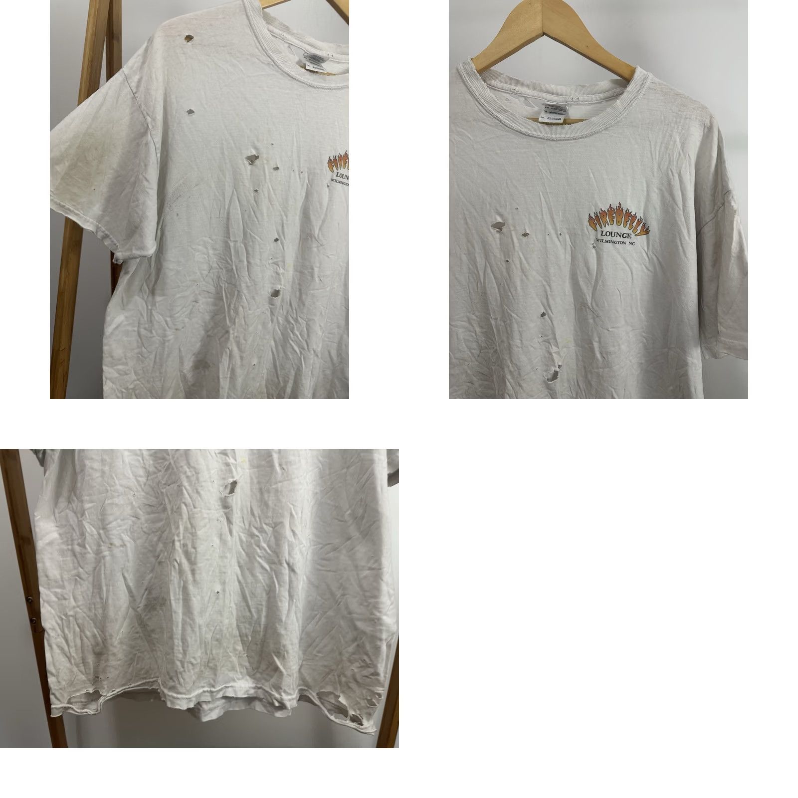 Gildan VTG Firebelly Roll Me A Faddi Super Thrashed Distressed Worn Cotton T-Shirt XL Men White Size US XL / EU 56 / 4 - 8 Thumbnail