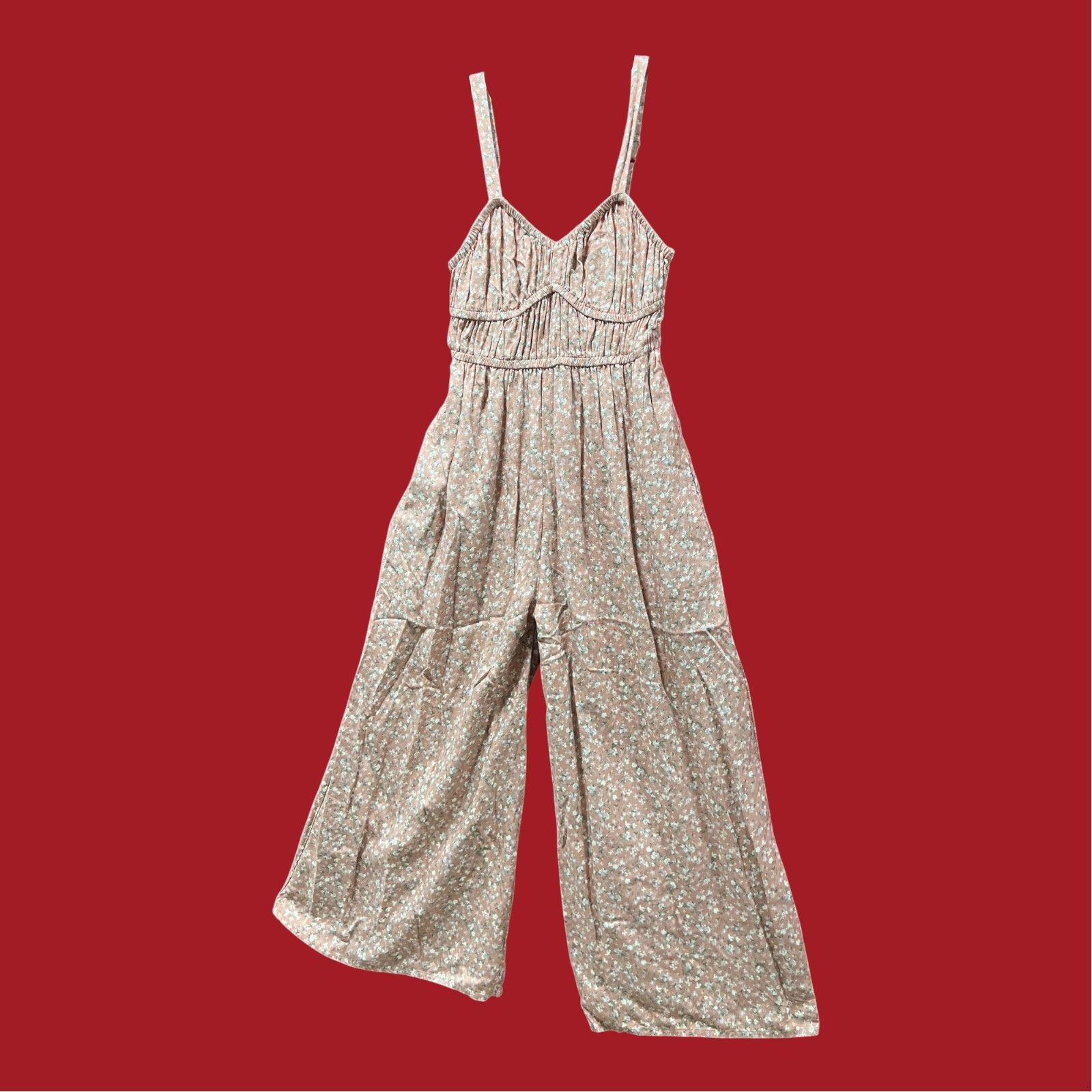 Arizona Jean Co. Arizona - Women's Sleeveless Jumpsuit - Juniors - Beige Flor Size 22" - 18 Thumbnail