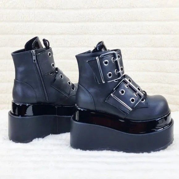 Other Black Matte Bear 104 Platform Ankle Boots Goth Punk Rave (US Size US 8 / IT 38 - 7 Thumbnail