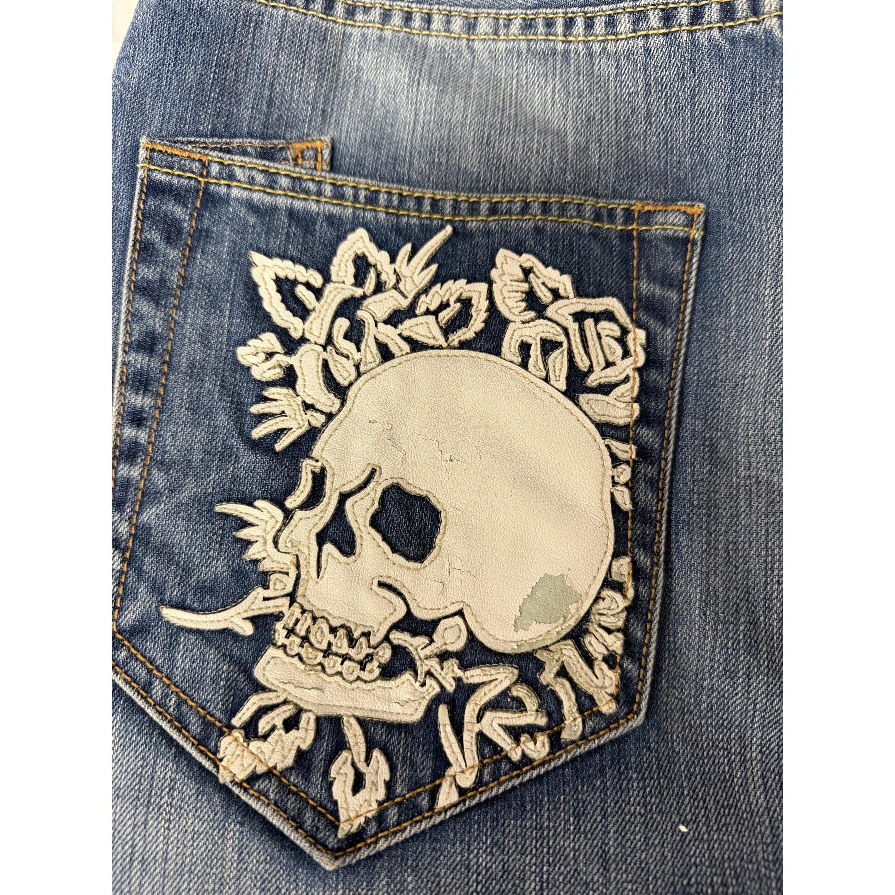 Ed Hardy × Vintage Y2K Ed Hardy Skull (NOS) Denim Jeans Size US 30 / EU 46 - 6 Thumbnail