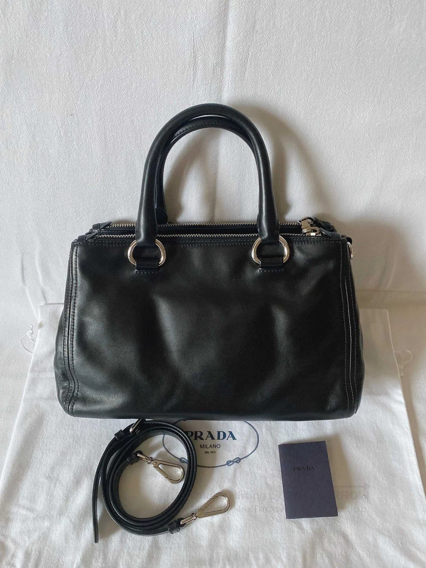 Prada Prada Black Soft Leather Medium Bag. Size ONE SIZE - 2 Thumbnail