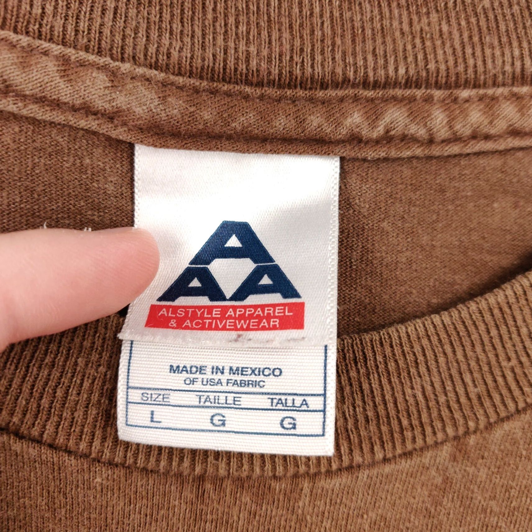 AAA AAA T Shirt Mens L Brown Cotton Crew Neck Short Sleeve Regular Size US L / EU 52-54 / 3 - 3 Thumbnail