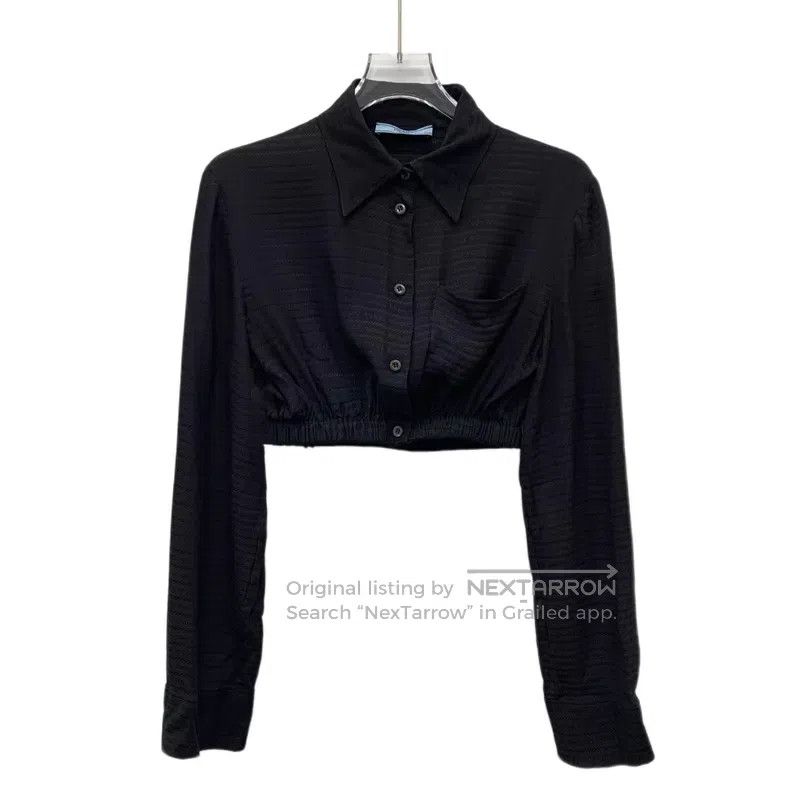 Prada Prada 22 black striped logo letter full-print mulberry sil Size XS / US 0-2 / IT 36-38 - 1 Thumbnail