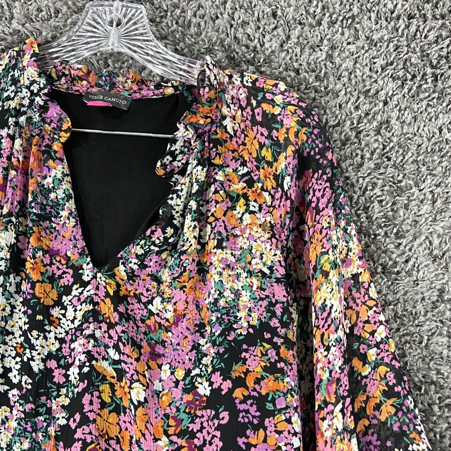 Vince Camuto Vince Camuto Dress Floral Women M Multicolor Knee Length Sheer Long Sleeve A-Line Ladies Mage/S Vibes Womens Size M / US 6-8 / IT 42-44 - 4 Thumbnail
