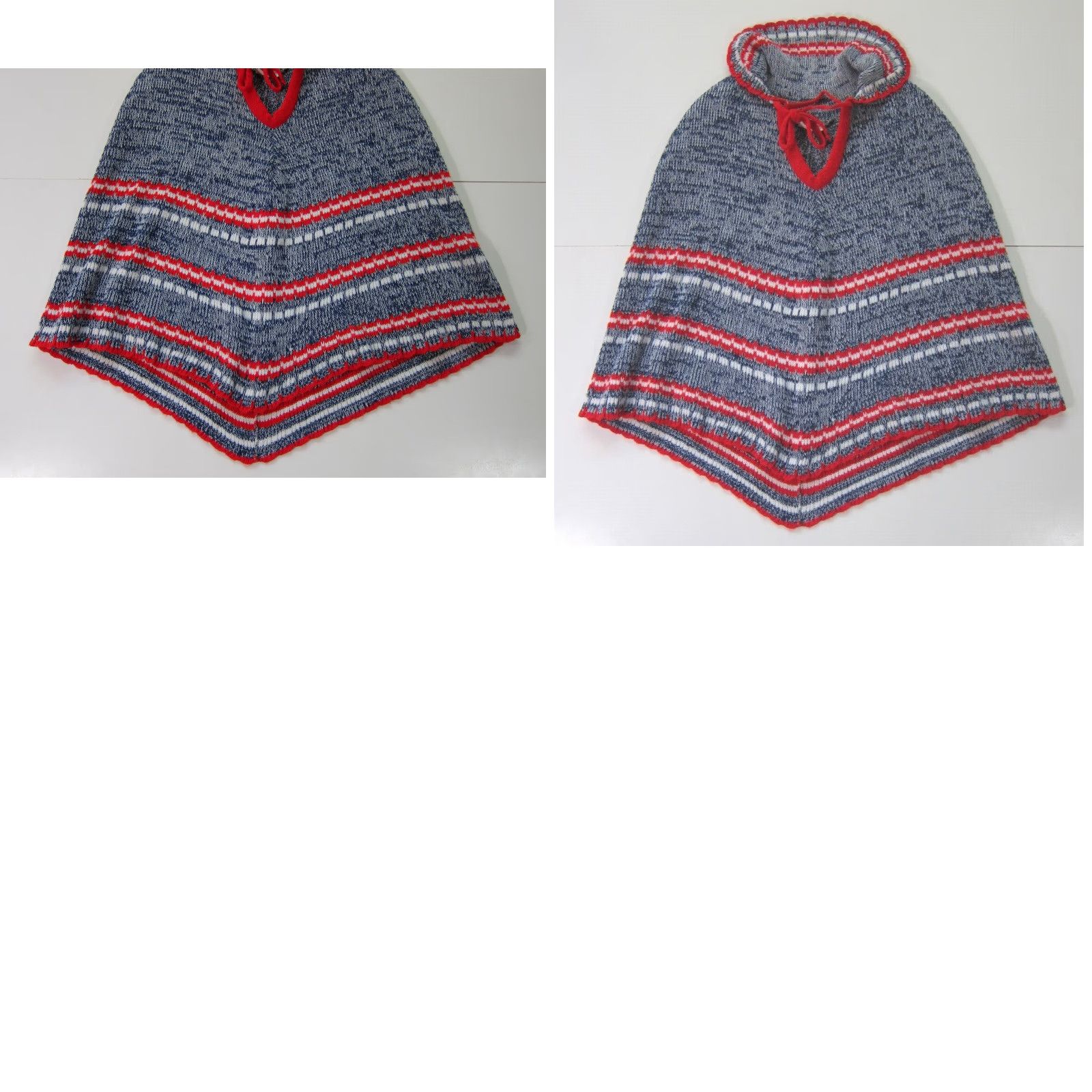 Vintage Vintage Scotch English Red Blue White Knit Collar Pullover Poncho Sweater OS Size ONE SIZE - 8 Thumbnail