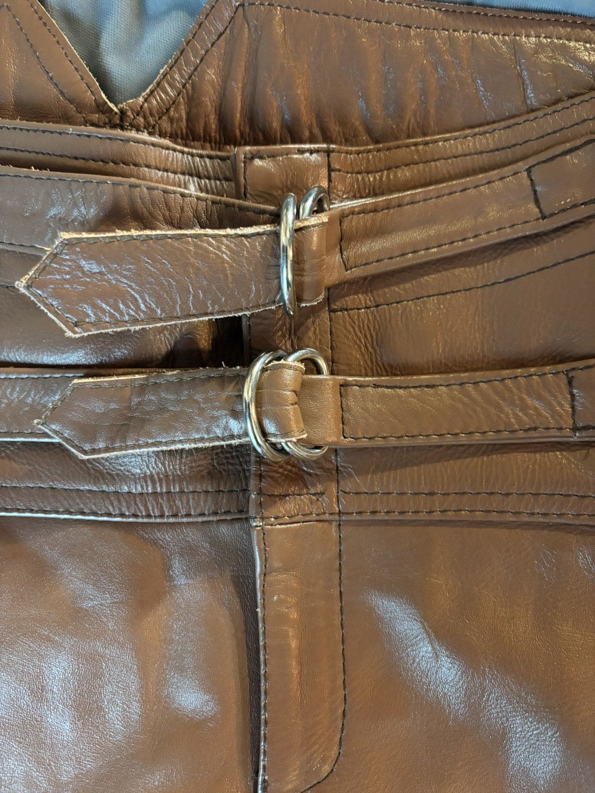 Genuine Leather Vintage leather pants with buckle Size US 34 / EU 50 - 3 Thumbnail