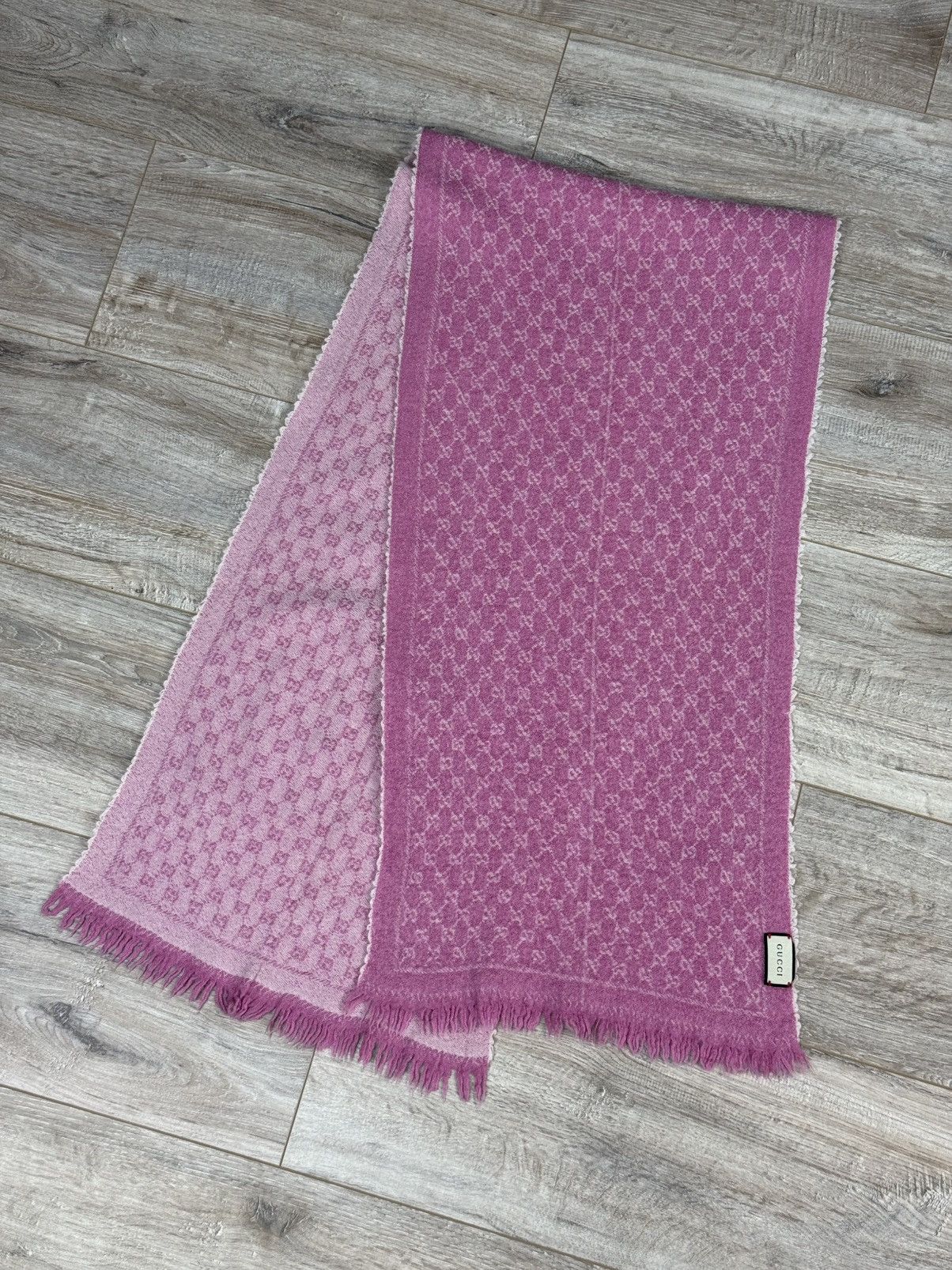 Gucci Gucci Wool Monogram Scarf Pink Color Size ONE SIZE - 9 Thumbnail