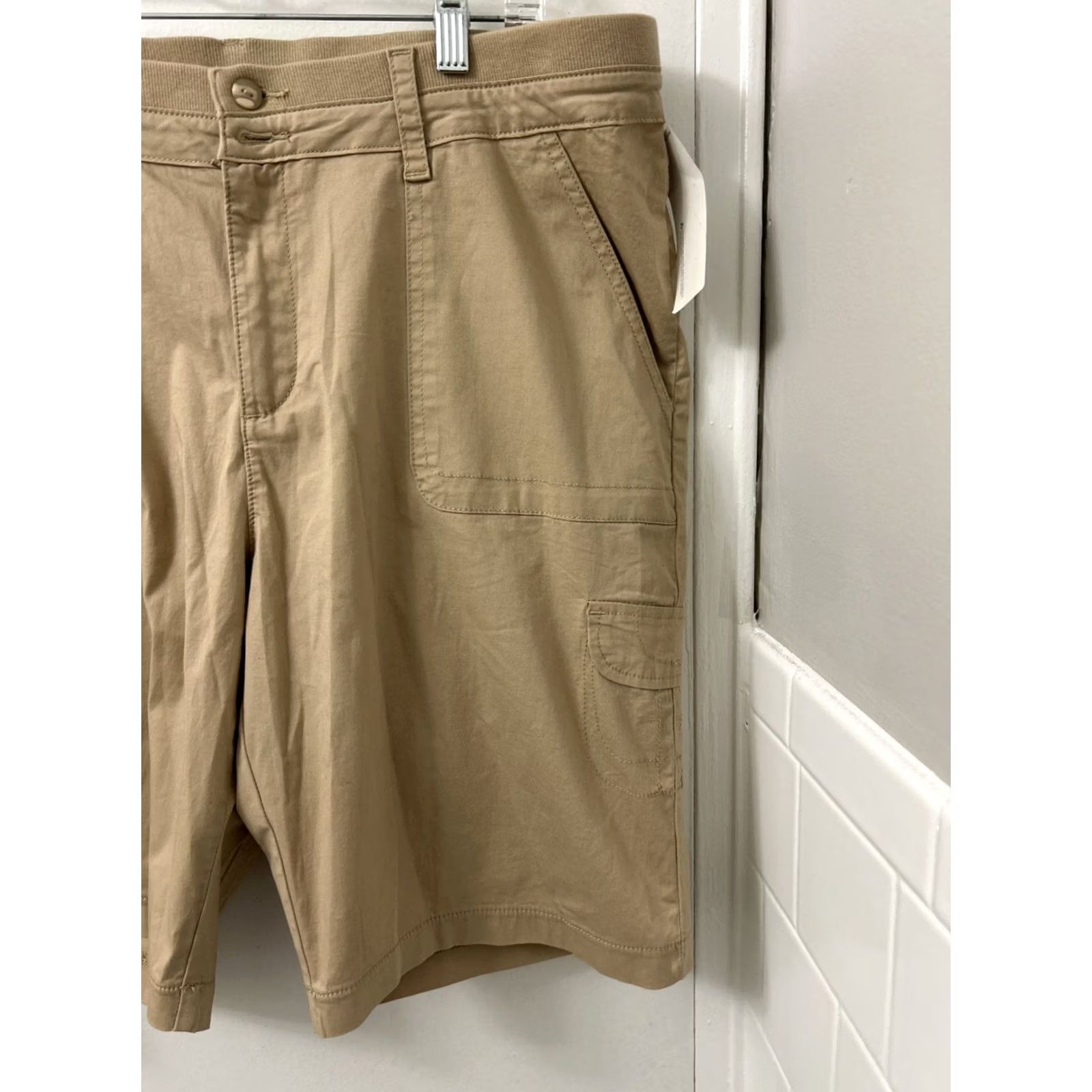 Lee Lee Cargo Shorts Mens M Brown 10” Inseam Zip Button Pockets Relaxed Fit Mid Rise Cotton Elastane Knit Cargo Size US 31 - 3 Thumbnail
