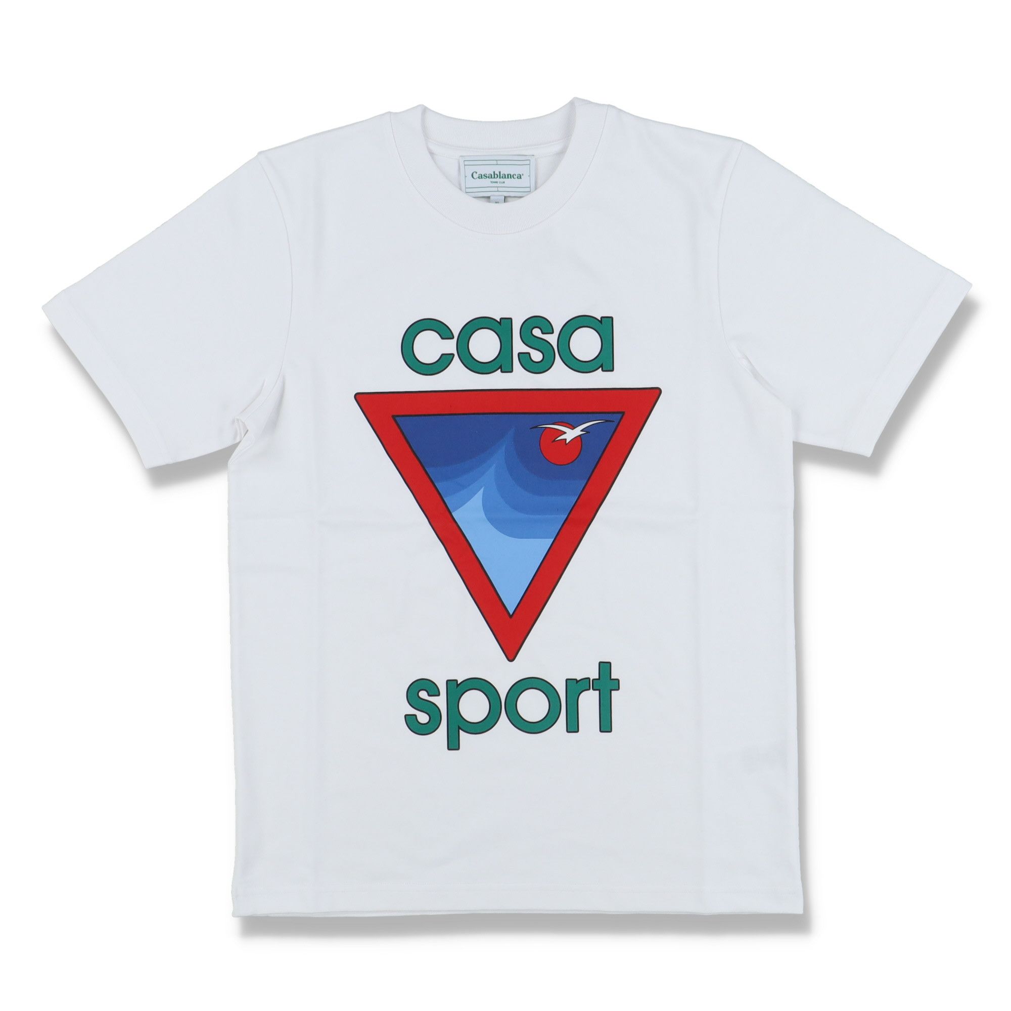 image of Casablanca White Triangle Wave Sport Print T-Shirt, Men's (Size Small)