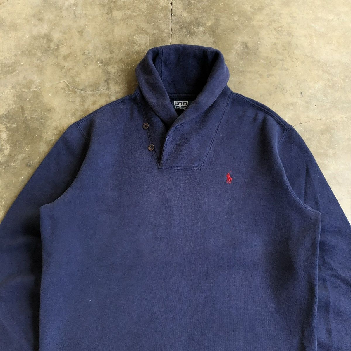 Polo Ralph Lauren Vintage Polo Ralph Lauren Shawl Collar Sweatshirt Navy Size US XL / EU 56 / 4 - 2 Thumbnail