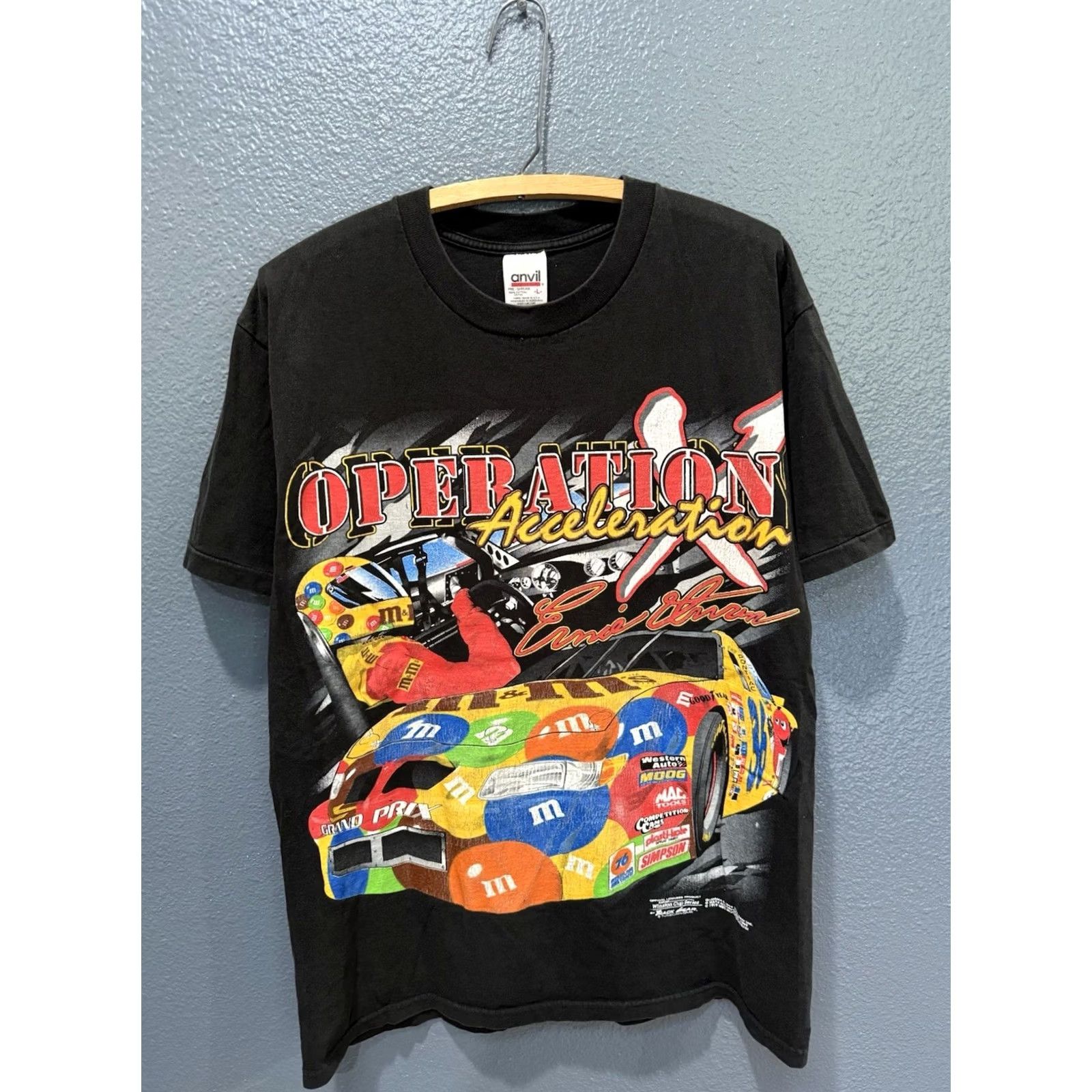 Anvil VINTAGE Anvil Shirt NASCAR Black 1990s Ernie Irvan M&M’s Tee L Mens Size US L / EU 52-54 / 3 - 3 Thumbnail