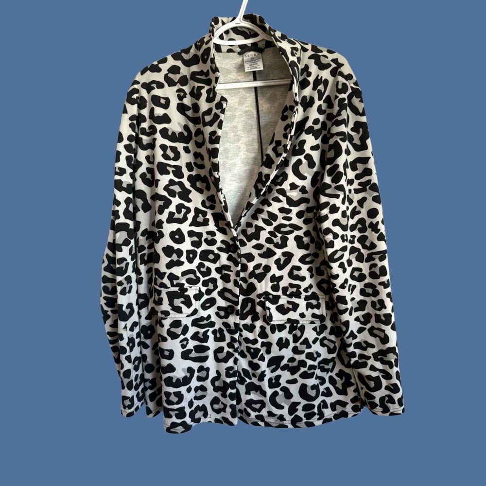 Vintage Womens XL Cheetah Print Blazer Oversized White Black Gray Animal Pattern Oversized Work Jacket Coat Blazer Mens Womens 2020s Size XL / US 12-14 / IT 48-50 - 1 Thumbnail