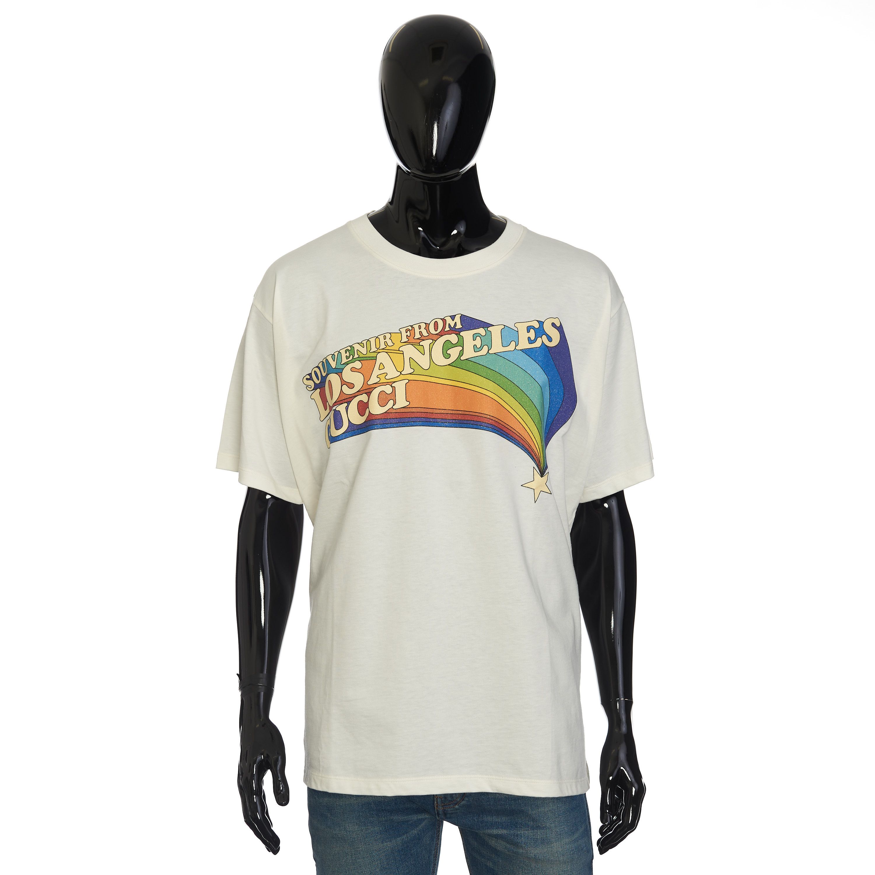 Gucci White Cotton Jersey T-shirt With Los Angeles Souvenir Print Size US L / EU 52-54 / 3 - 1 Thumbnail