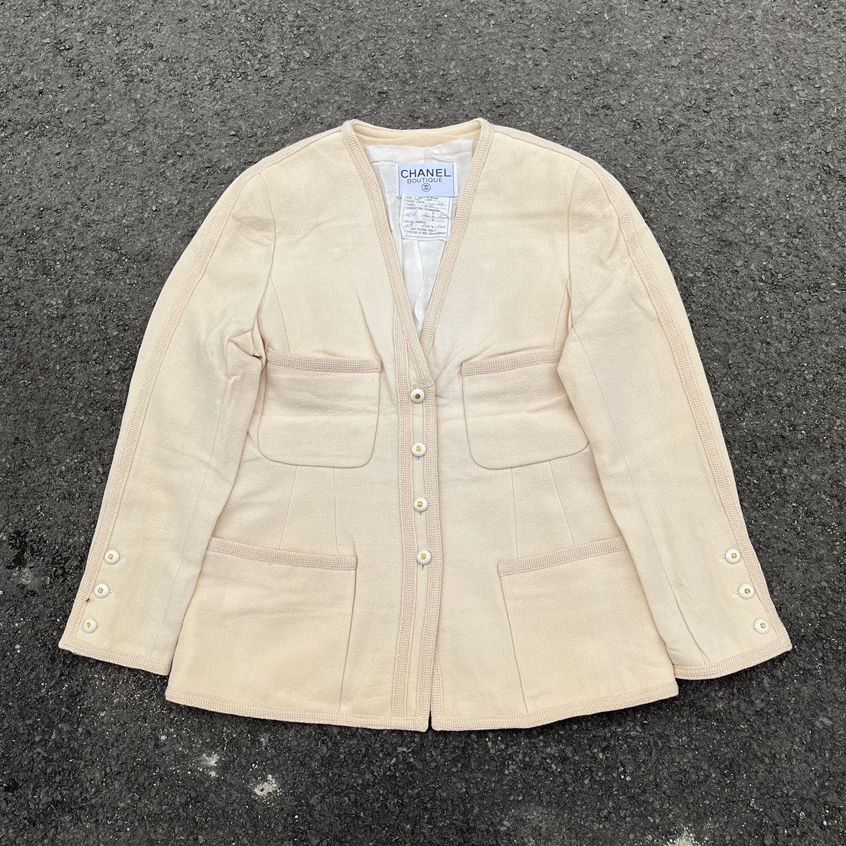 Chanel Vintage Chanel Boutique Wool Tweed Blazer CC Button Size S / US 4 / IT 40 - 1 Thumbnail