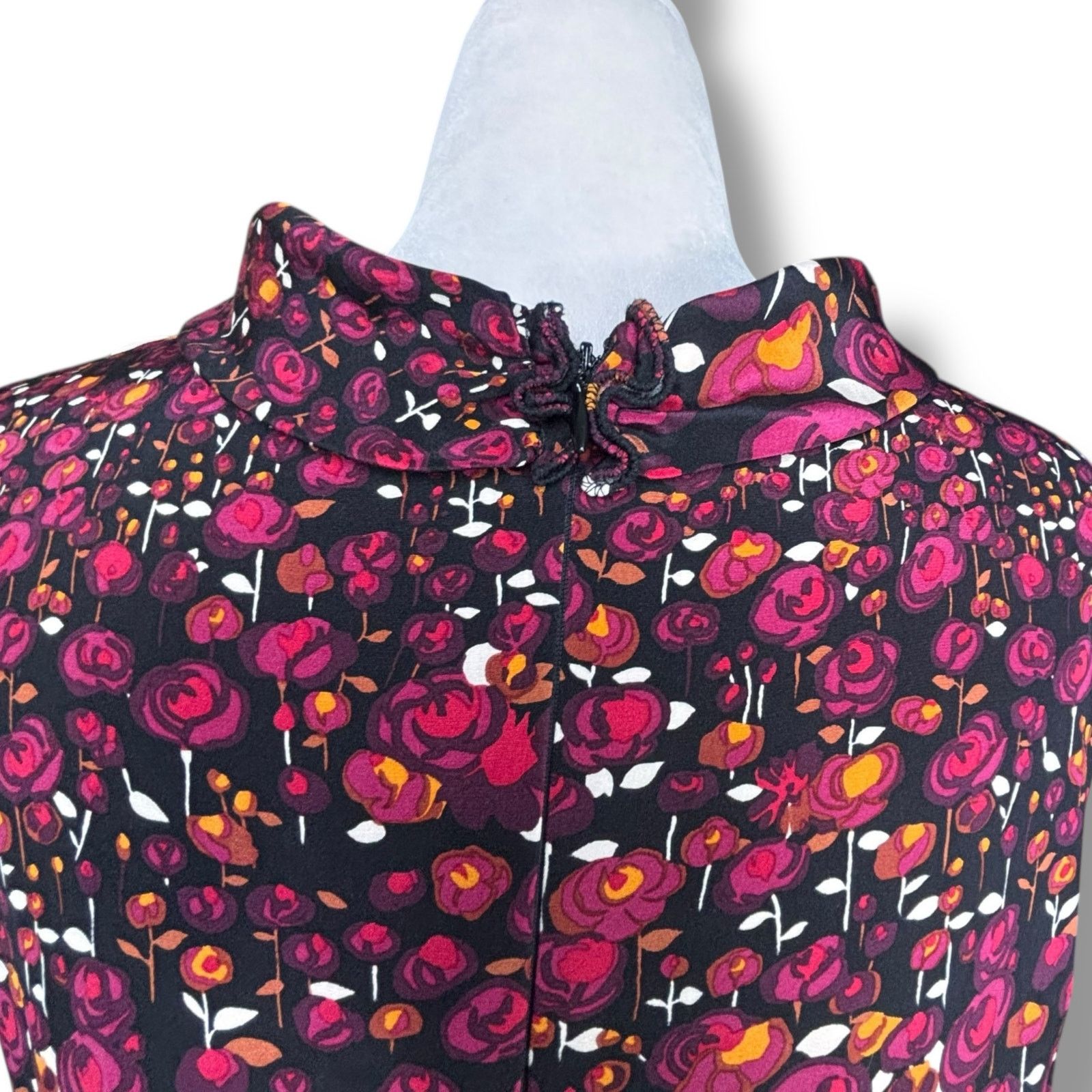 Elie Tahari Elie Tahari Silk Floral Roll Neck Sleeveless A-Line Dress Size M / US 6-8 / IT 42-44 - 9 Thumbnail