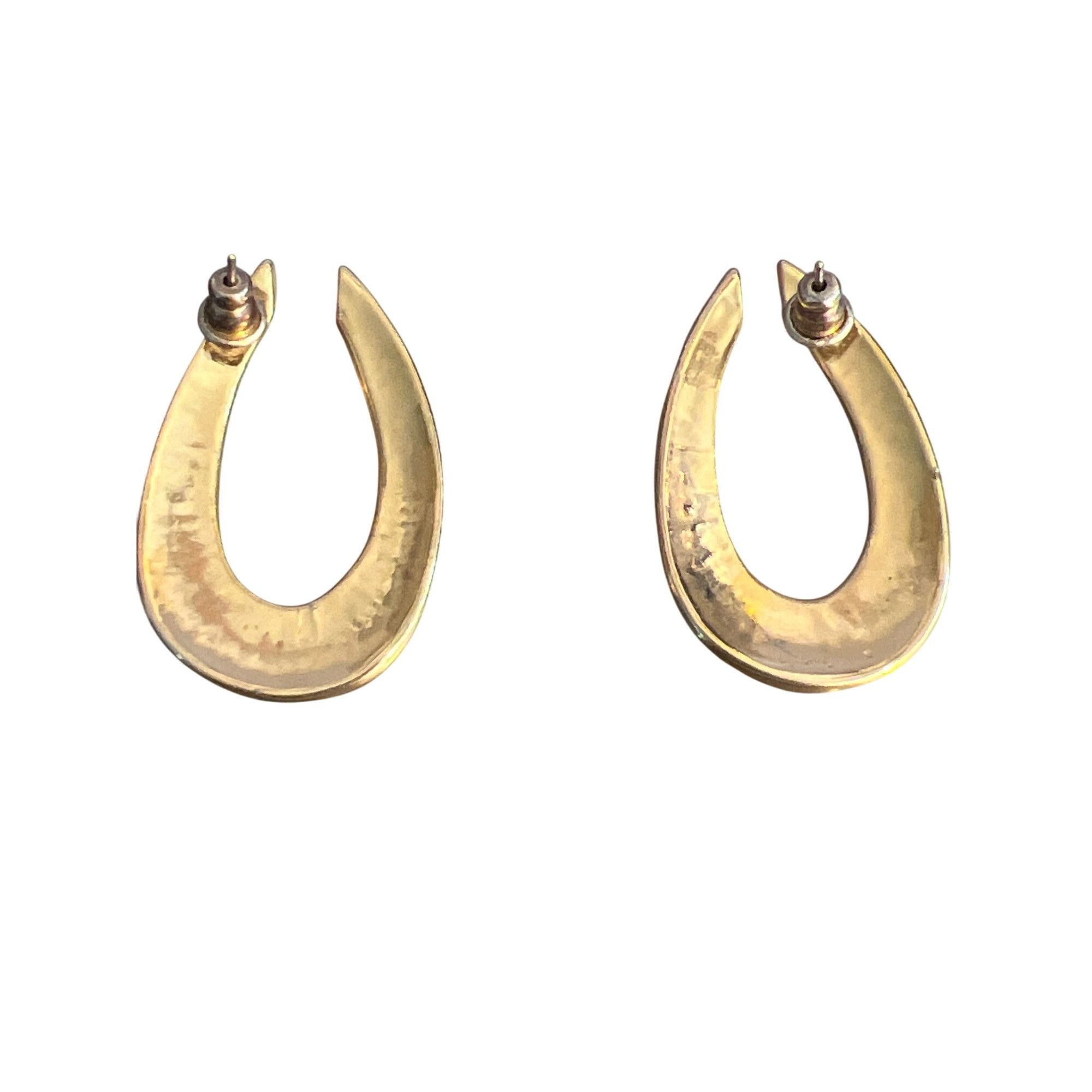 Other Vintage Gold Tone Cream Enamel Earrings Twisted Teardrop 1.5 Size ONE SIZE - 3 Thumbnail