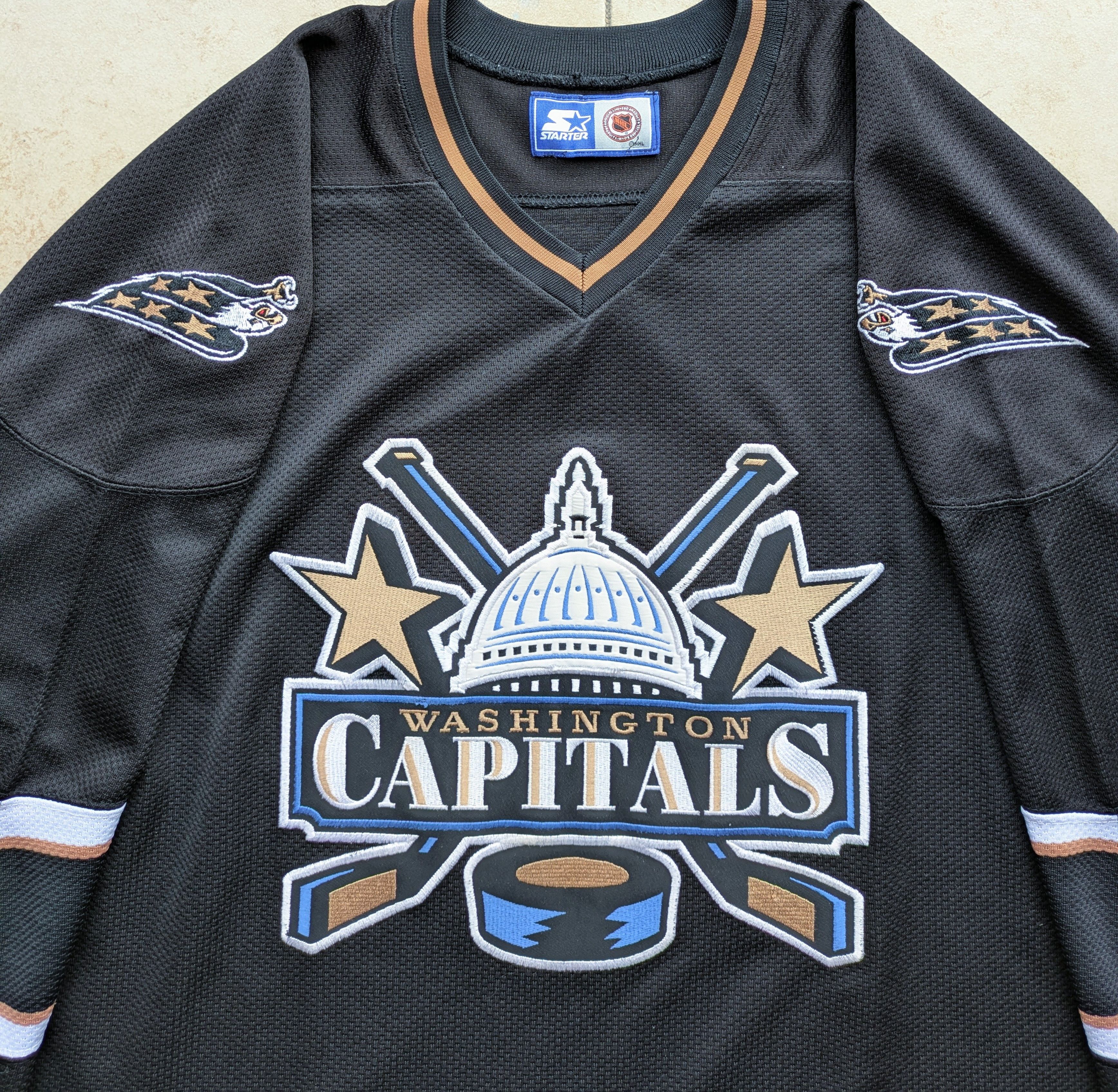 NHL Washington Capitals 90s STARTER jersey black Dome XL NHL vtg Size US XL / EU 56 / 4 - 2 Thumbnail